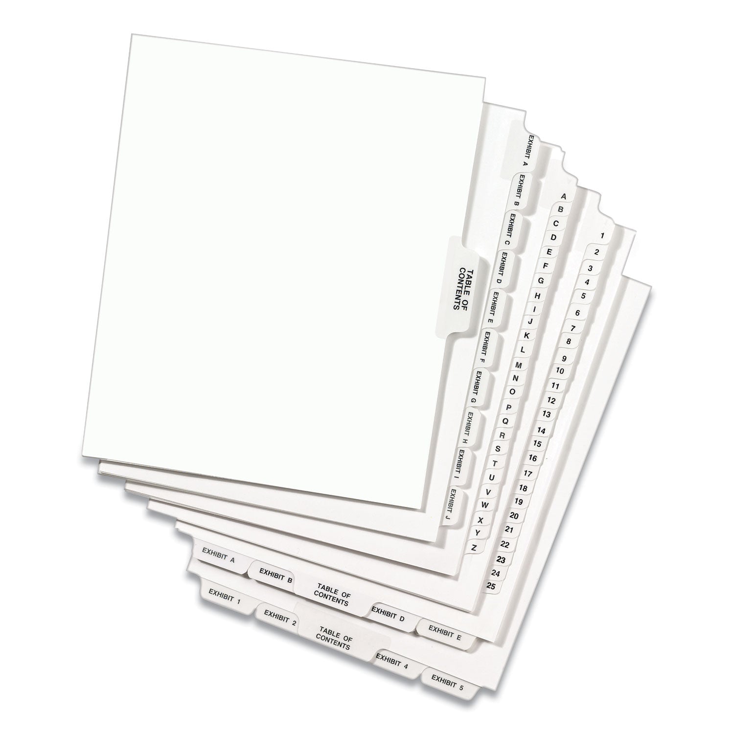 Avery® Avery-Style Preprinted Legal Side Tab Divider, 26-Tab, Exhibit H, 11 x 8.5, White, 25/Pack, (1378)