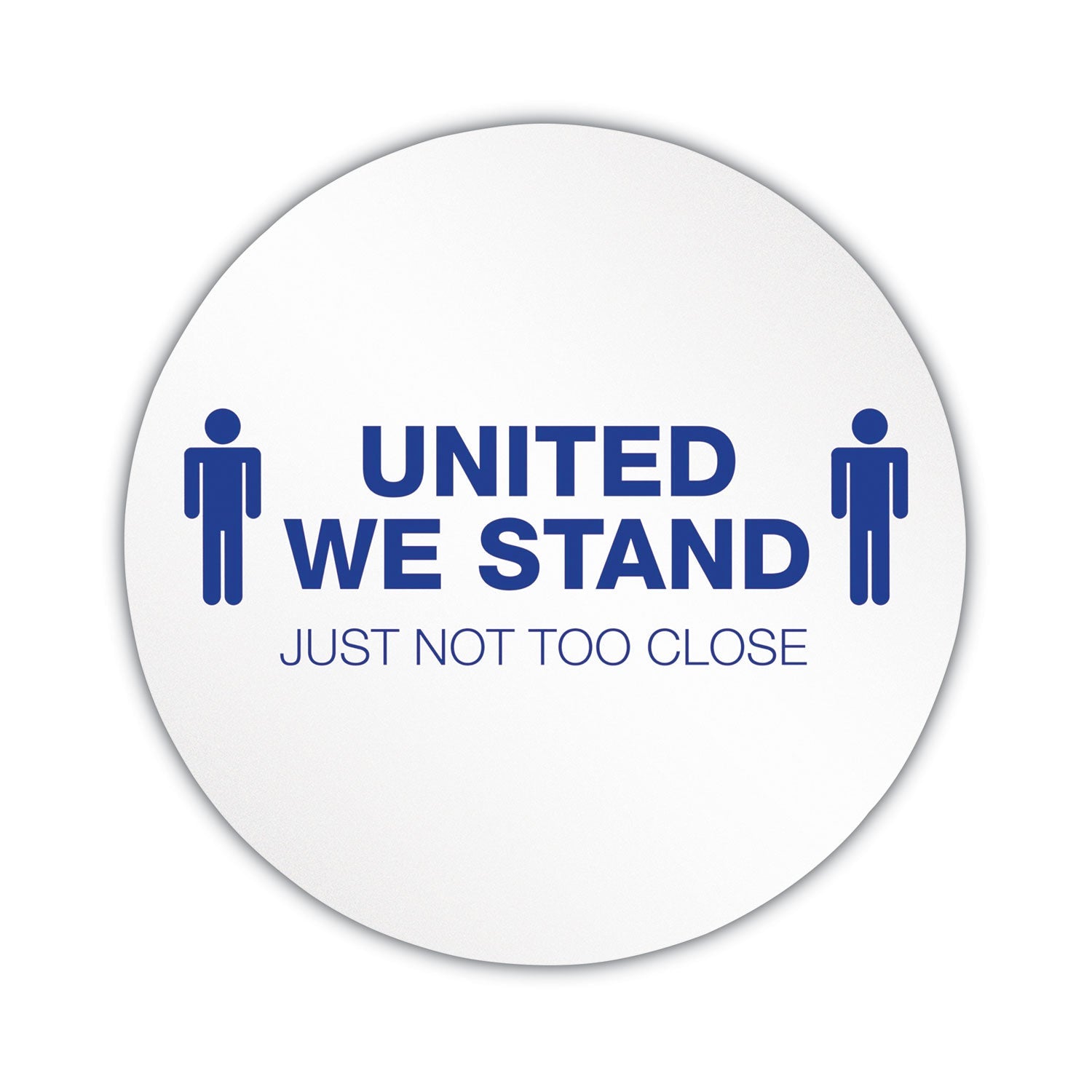 deflecto® Personal Spacing Discs, United We Stand, 20" Dia, White/blue, 50/carton