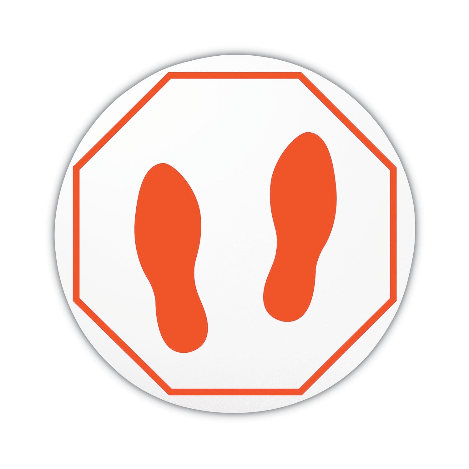 deflecto® Personal Spacing Discs, Feet, 20" Dia, Clear/red, 6/pack