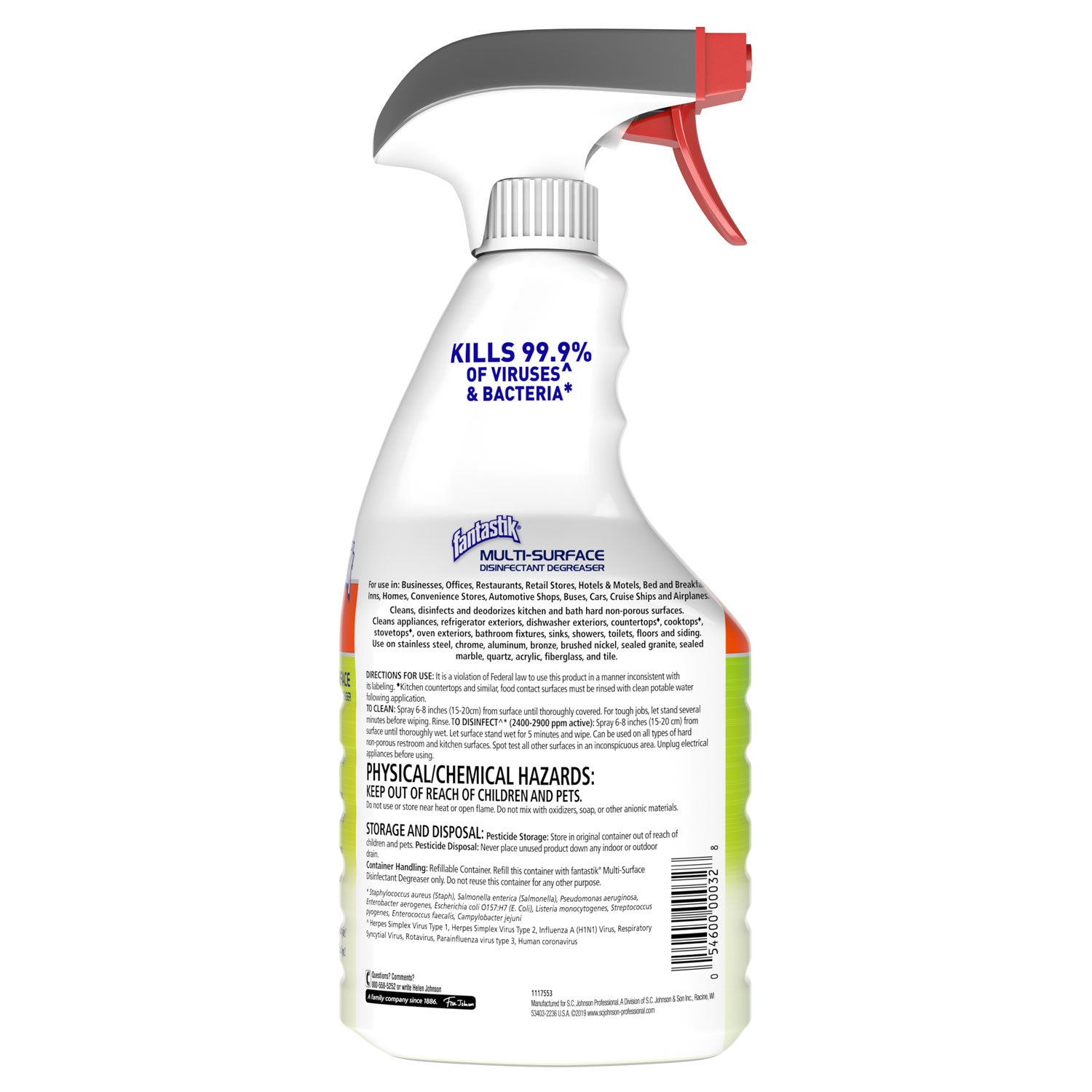 Fantastik® Multi-Surface Disinfectant Degreaser, Herbal, 32 Oz Spray Bottle, 8/carton