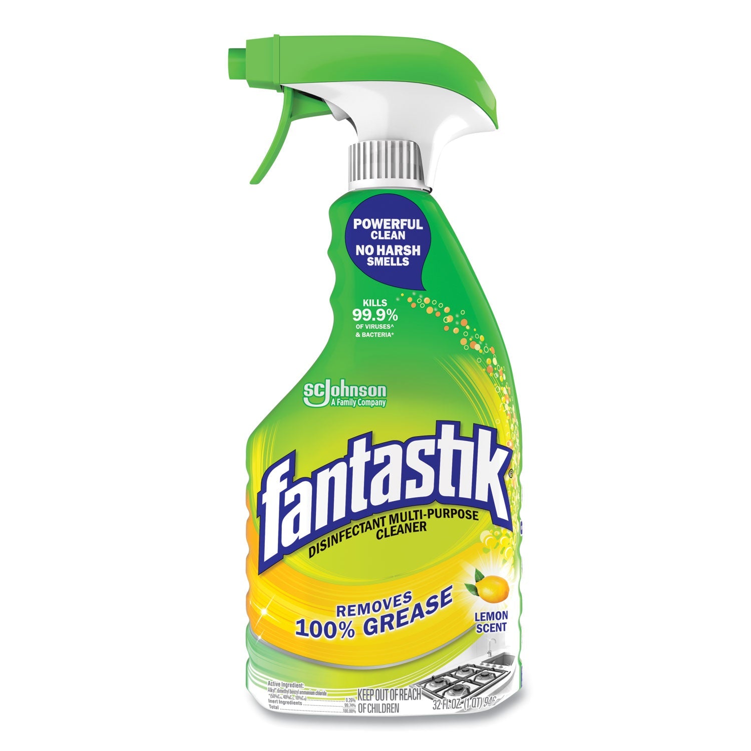 Fantastik® Disinfectant Multi-Purpose Cleaner Lemon Scent, 32 Oz Spray Bottle