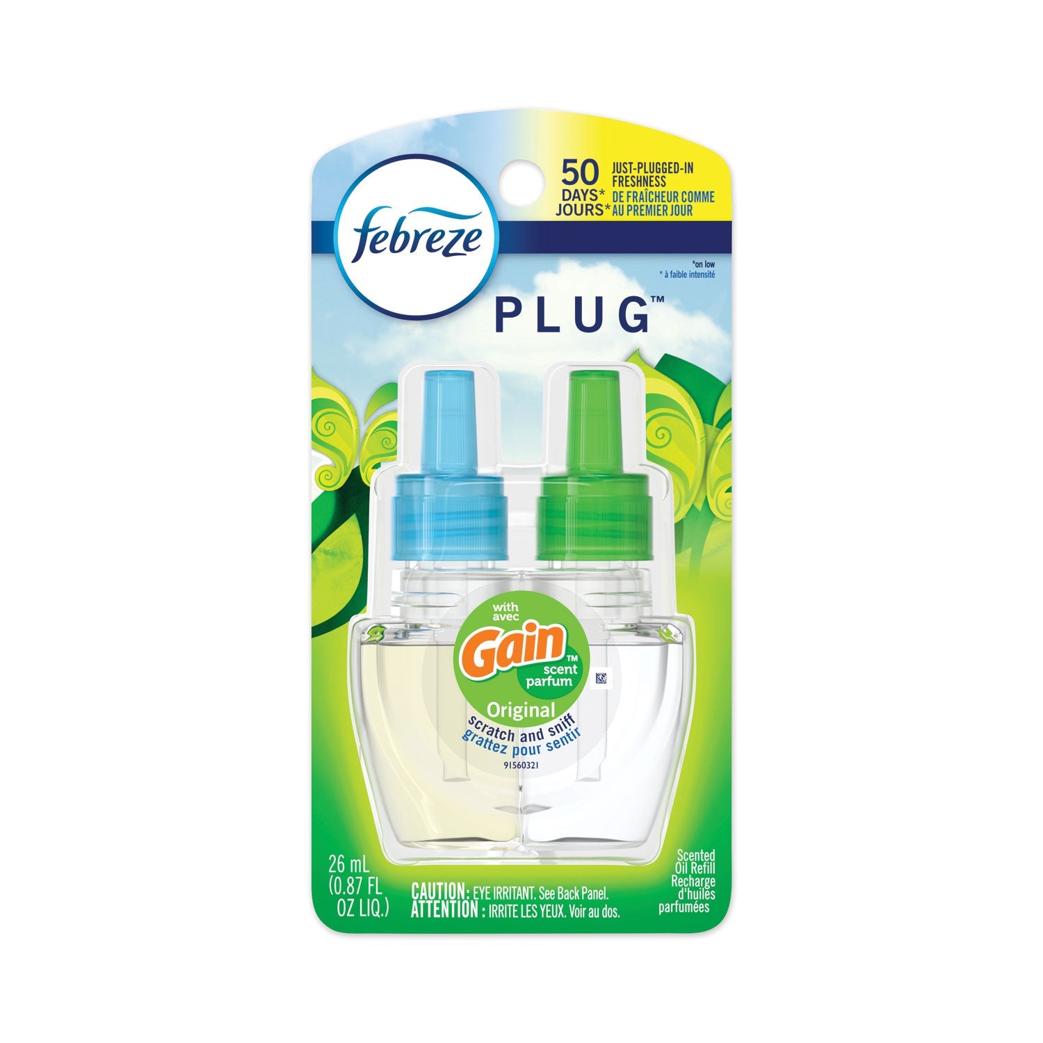 Febreze® Plug Air Freshener Refills, Gain Original, 0.87 Oz