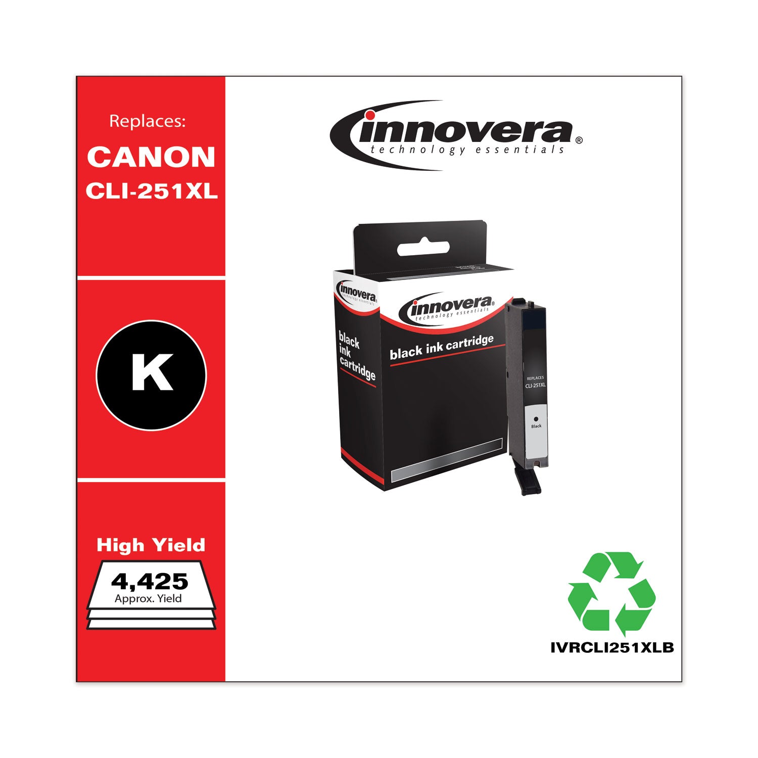 Innovera® Remanufactured Black High-Yield Ink, Replacement for CLI-251XL (6448B001), 4,425 Page-Yield - Bloom Skins