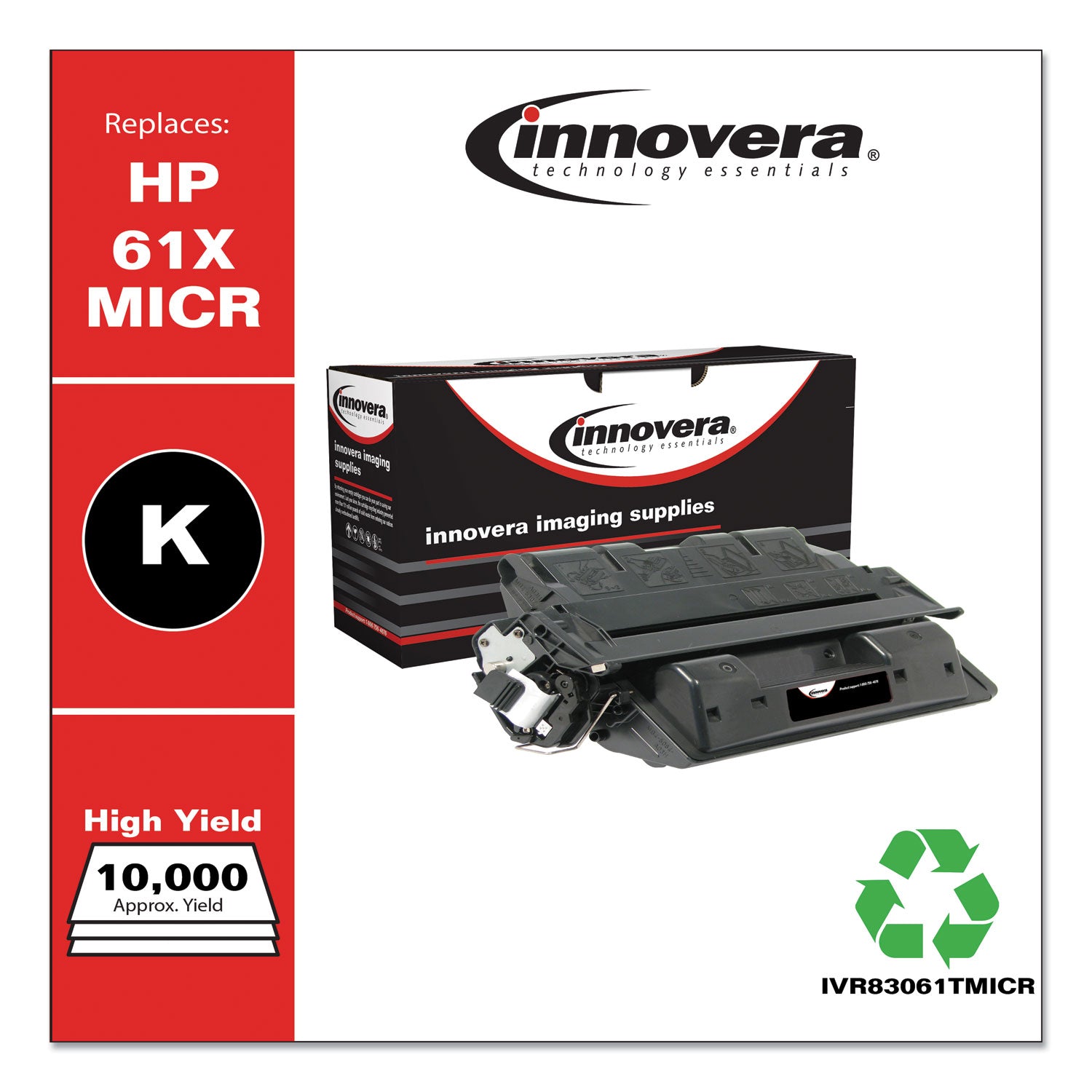 Innovera® Remanufactured Black High-Yield MICR Toner, Replacement for 61XM (C8061XM), 10,000 Page-Yield