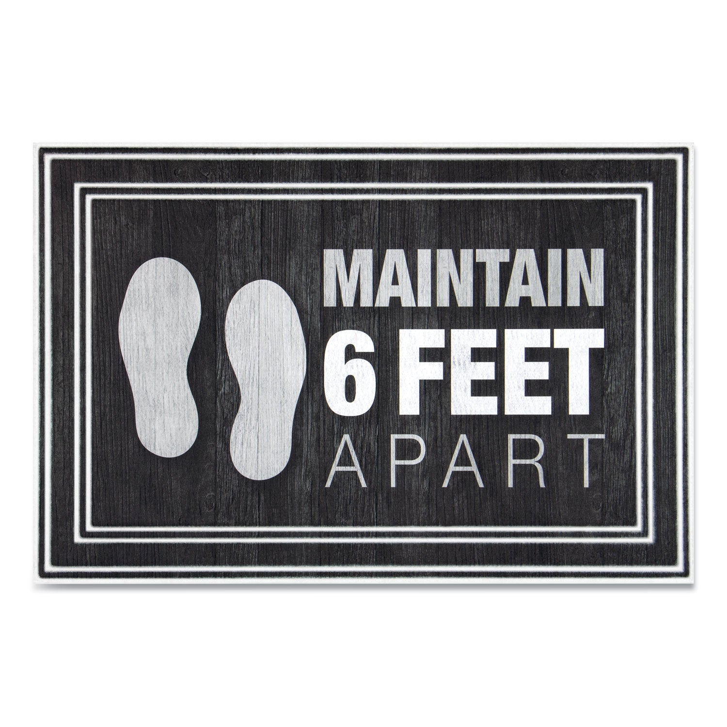 Apache Mills® Message Floor Mats, 24 X 36, Charcoal, "maintain 6 Feet Apart"