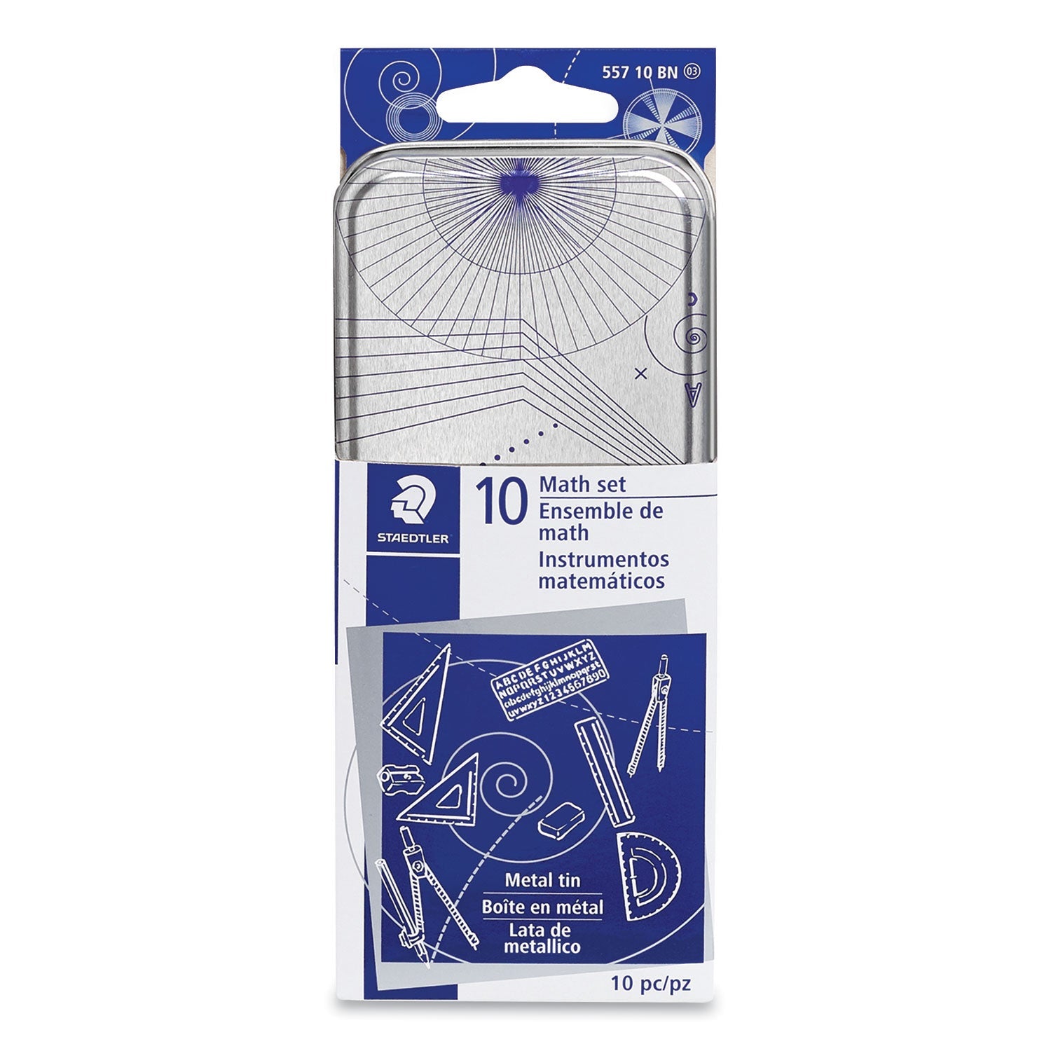 Staedtler® XCELLENCE MATHEMATICAL INSTRUMENT SET, PLASTIC, CLEAR/BLUE