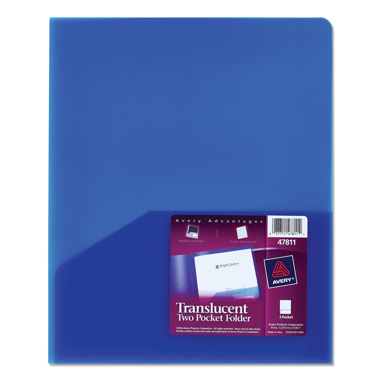 Plastic Two-Pocket Folder | Translucent Blue