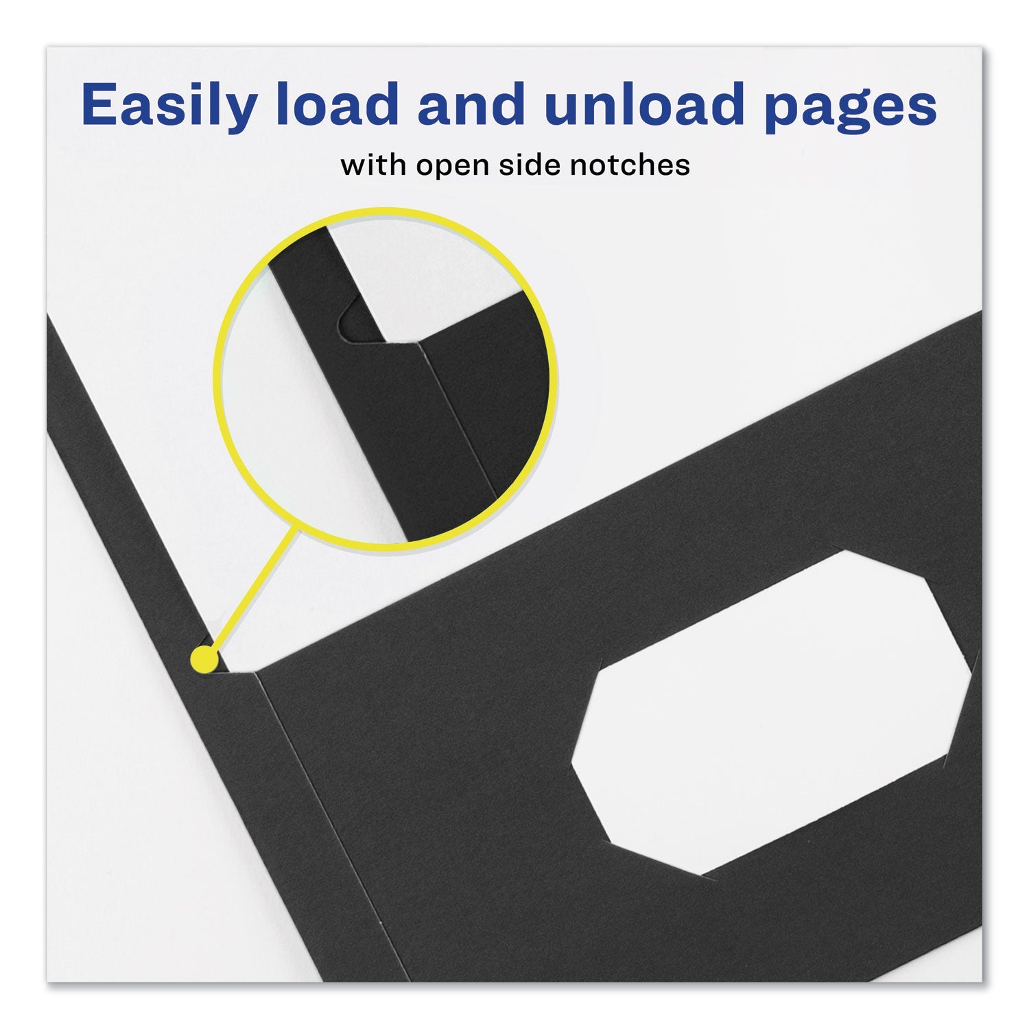 Avery® Two-Pocket Folder, Prong Fastener, 0.5" Capacity, 11 X 8.5, Black, 25/box