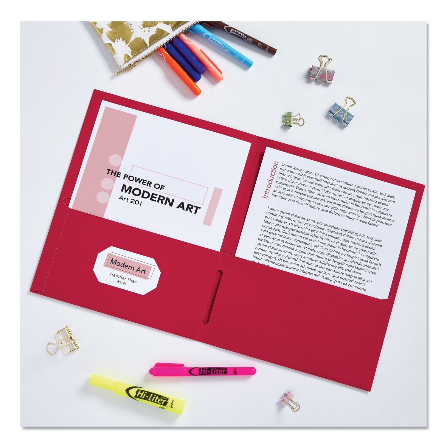 Avery® Two-Pocket Folder, 40-Sheet Capacity, 11 X 8.5, Red, 25/box