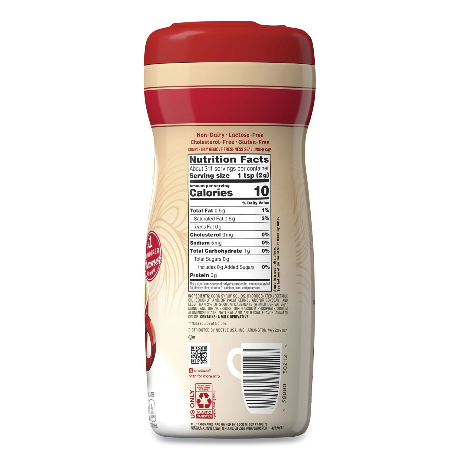 Coffee mate® Non-Dairy Powdered Creamer, Original, 22 Oz Canister, 12/carton