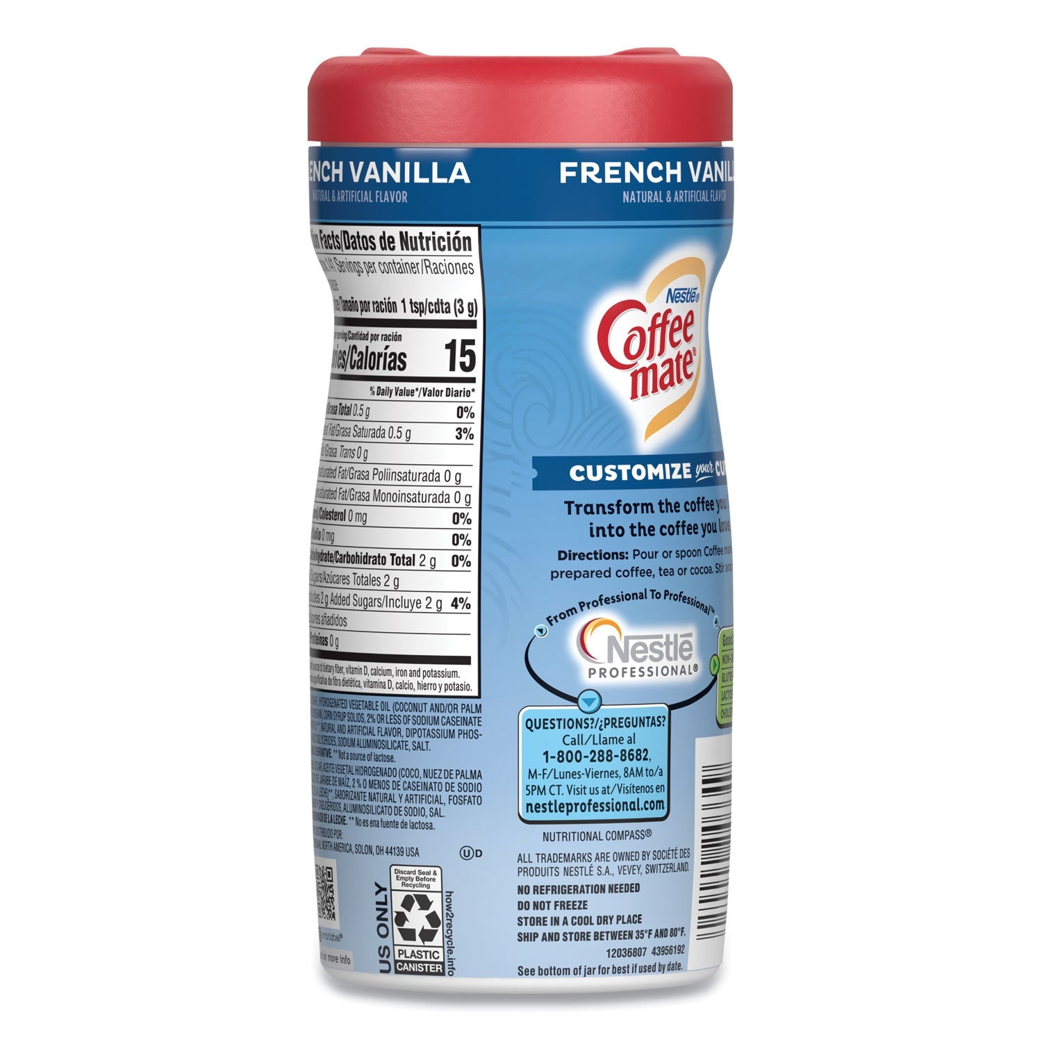 Coffee mate® French Vanilla Creamer Powder, 15 oz Canister