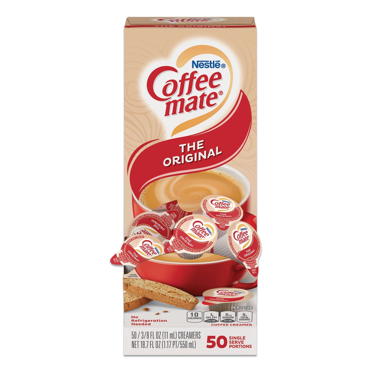 Coffee mate® Liquid Coffee Creamer, Original, 0.38 Oz Mini Cups, 50/box