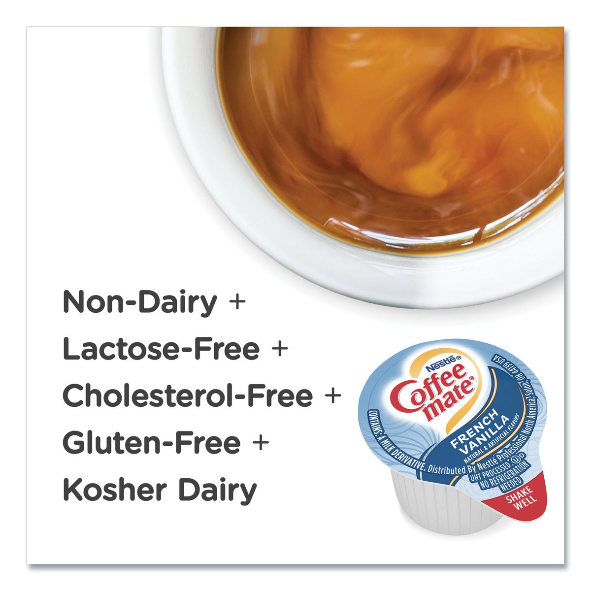 Coffee mate® Liquid Coffee Creamer, French Vanilla, 0.38 Oz Mini Cups, 50/box