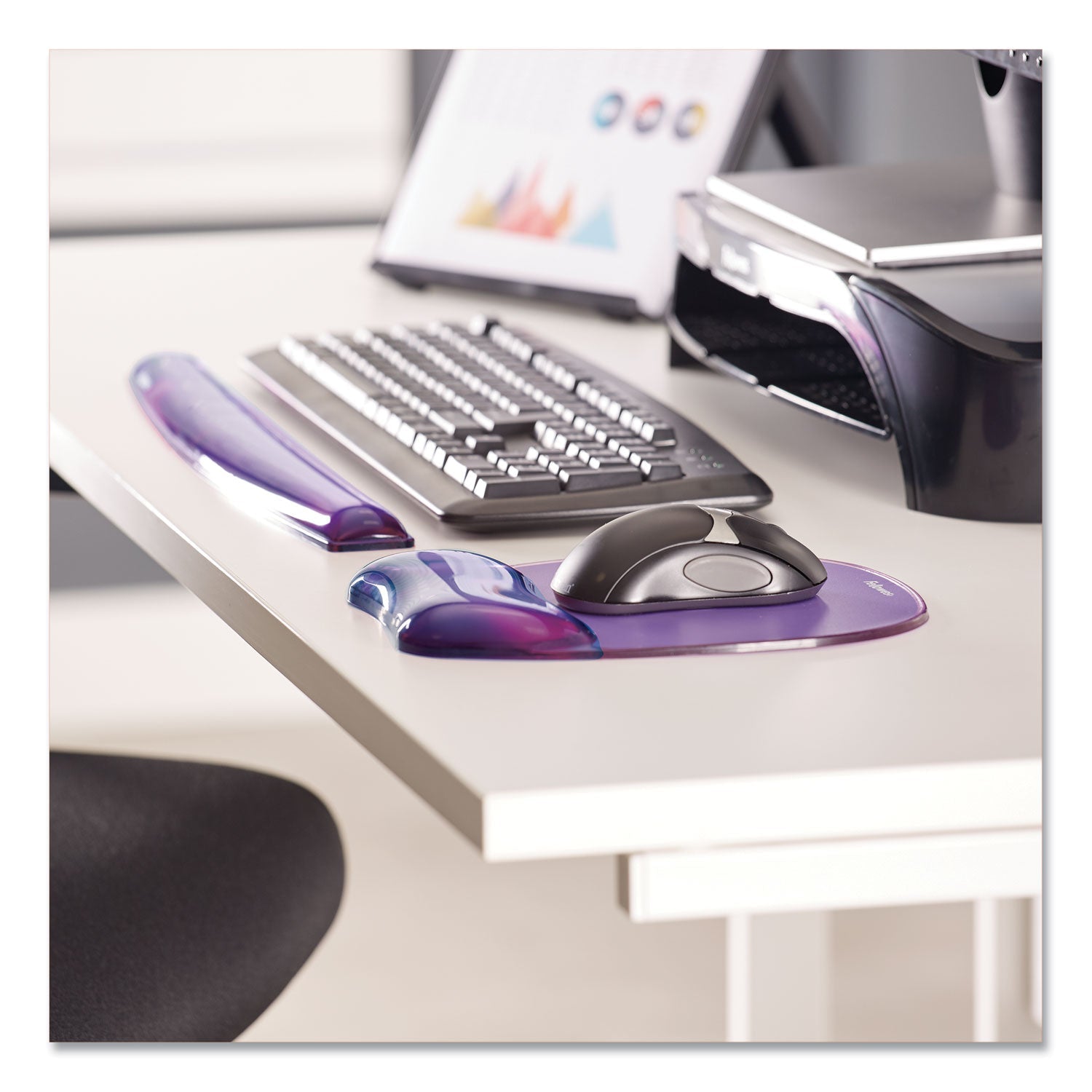 Fellowes® Gel Crystals Mouse Pad with Wrist Rest, 7.87 x 9.18, Purple