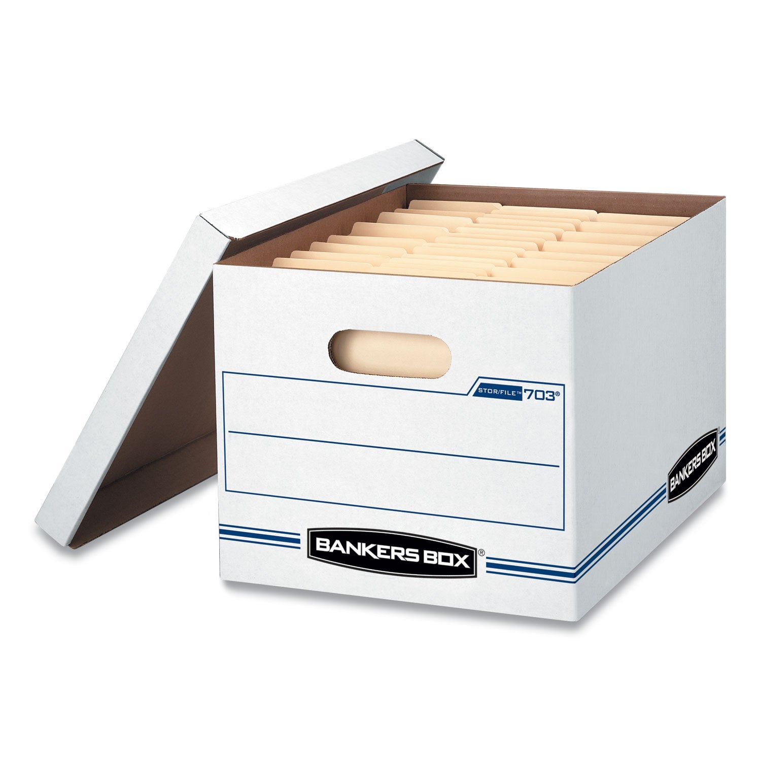Bankers Box® Stor/file Basic-Duty Storage Boxes, Letter/legal Files, 12.5" X 16.25" X 10.5", White/blue, 4/carton