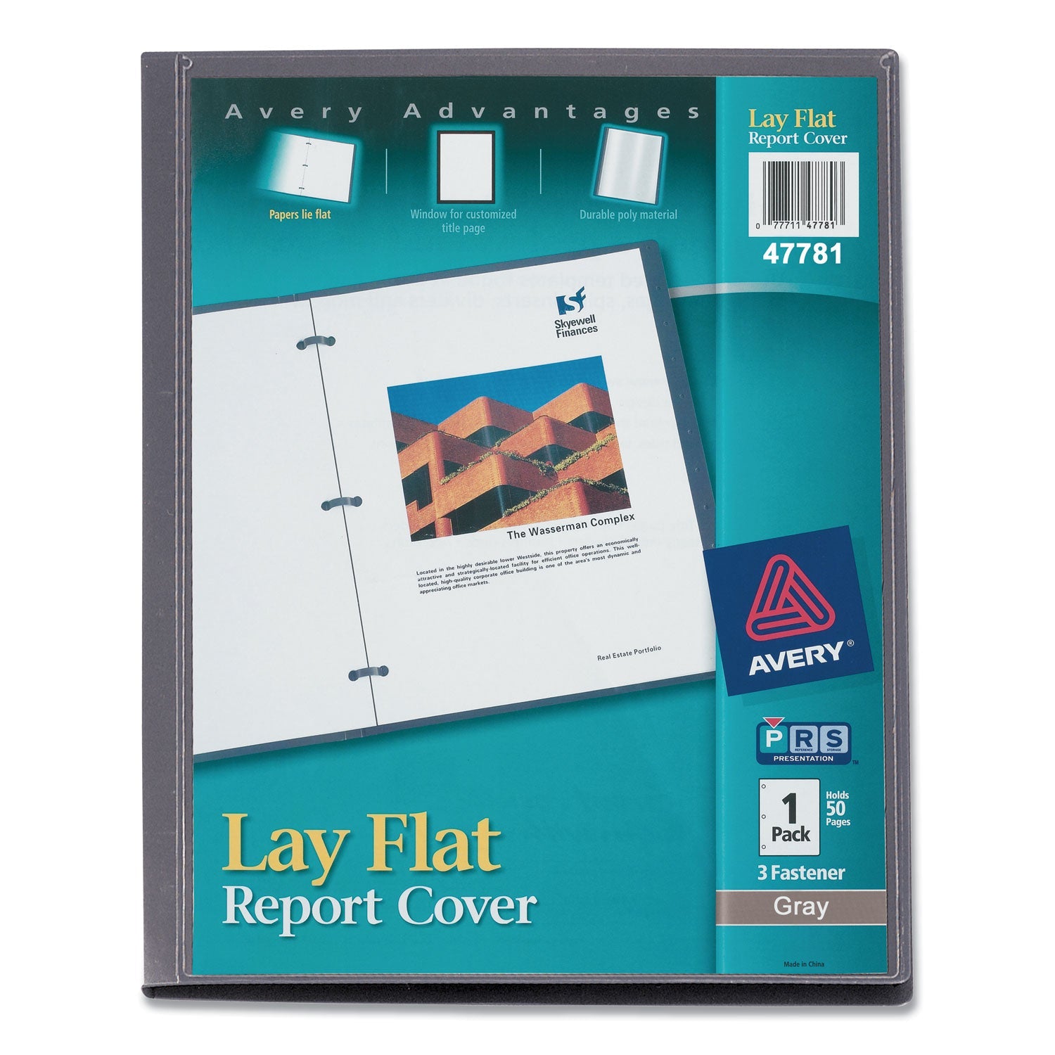 Avery® Lay Flat View Report Cover, Flexible Fastener, 0.5" Capacity, 8.5 X 11, Clear/gray