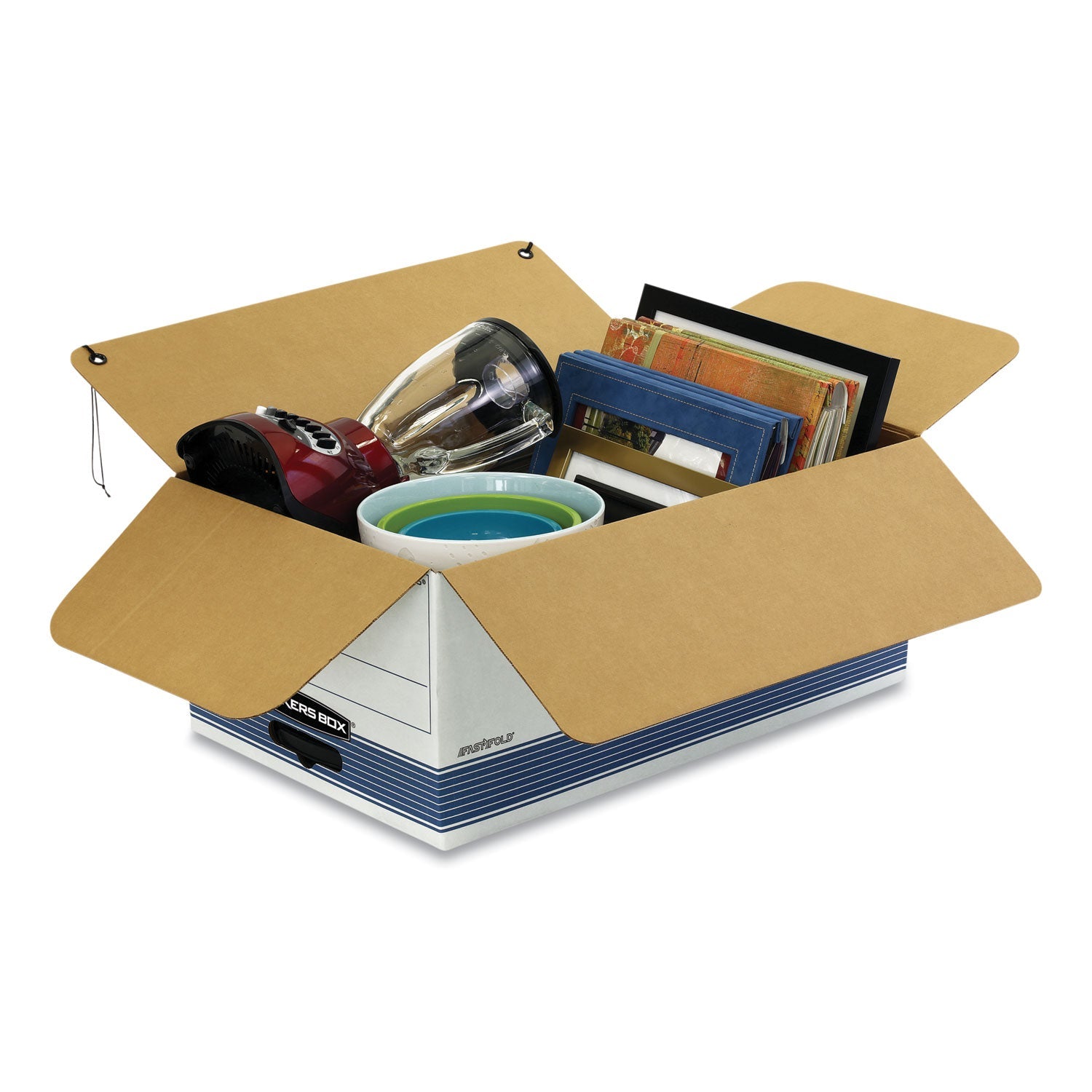 Bankers Box® Stor/file Medium-Duty Strength Storage Boxes, Legal Files, 15.25" X 24.13" X 10.75", White/blue, 12/carton