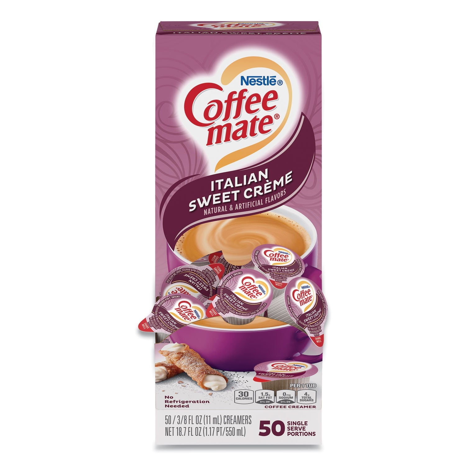 Coffee mate® Liquid Coffee Creamer, Italian Sweet Cream, 0.38 oz Mini Cups, 50/Box