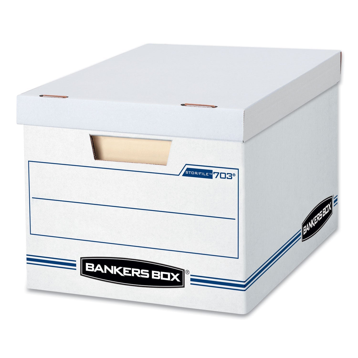 Bankers Box® Stor/file Basic-Duty Storage Boxes, Letter/legal Files, 12.5" X 16.25" X 10.5", White/blue, 4/carton