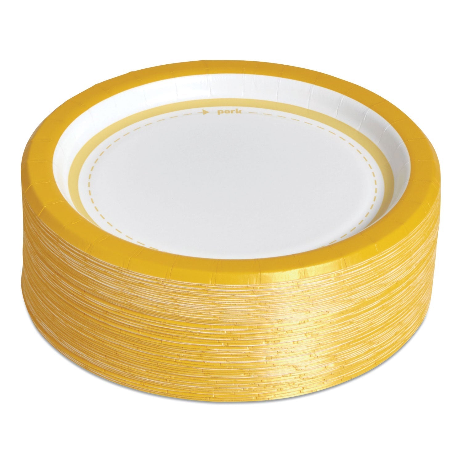 Perk™ Everyday Paper Plates, 6" Dia, White/yellow, 125/pack
