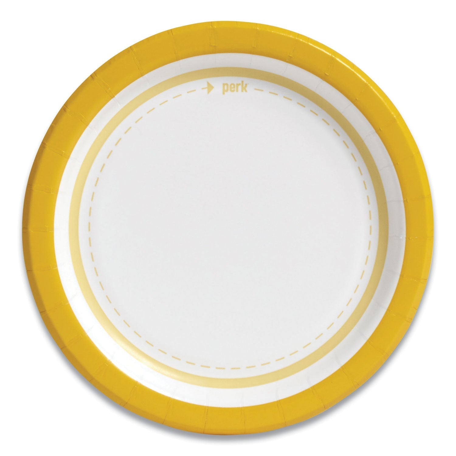 Perk™ Everyday Paper Plates, 6" Dia, White/yellow, 125/pack