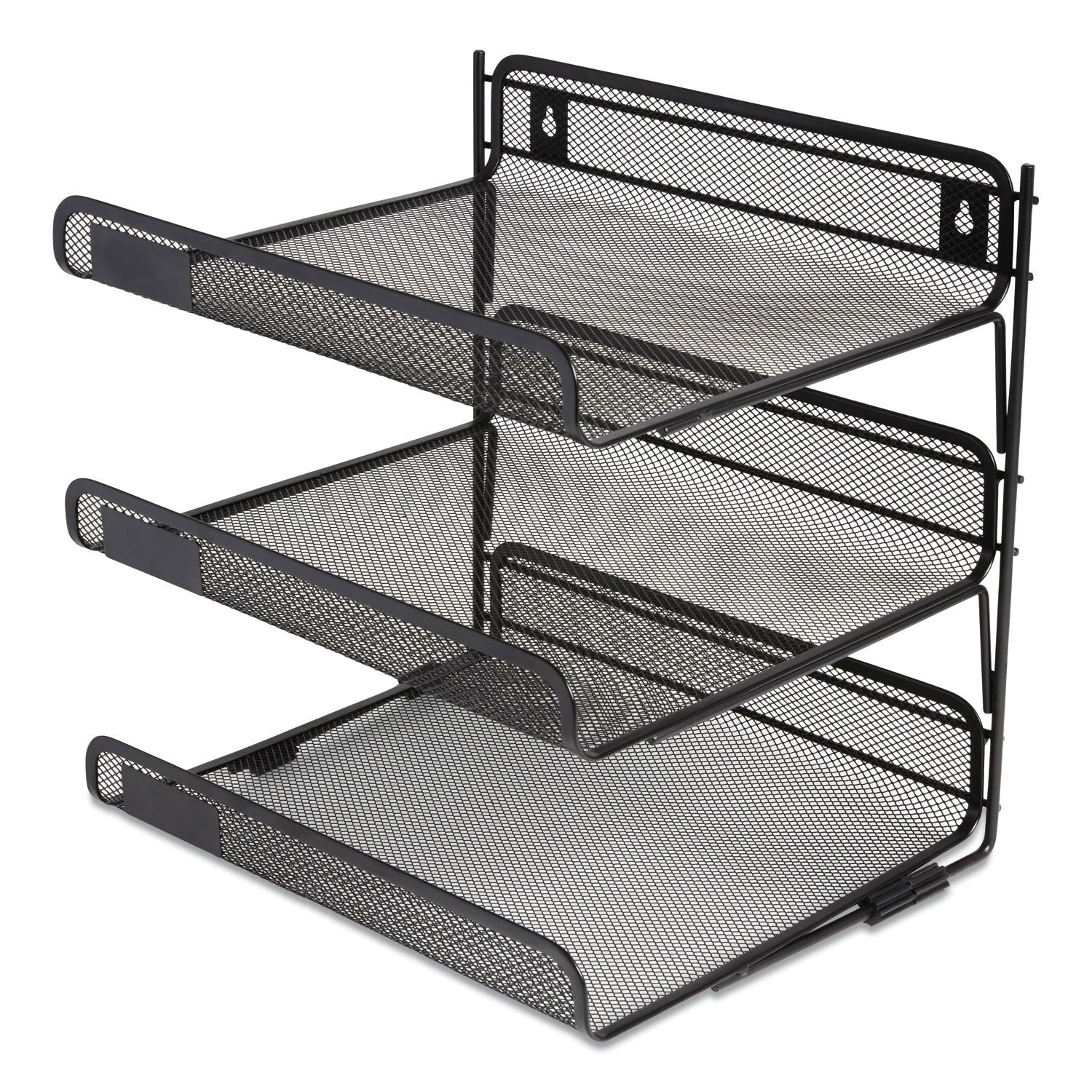 TRU RED™ Side-Load Open Design Wire Mesh Horizontal Document Organizer, 3 Sections, Letter-Size, 13.78 X 11.22 X 13.38, Matte Black