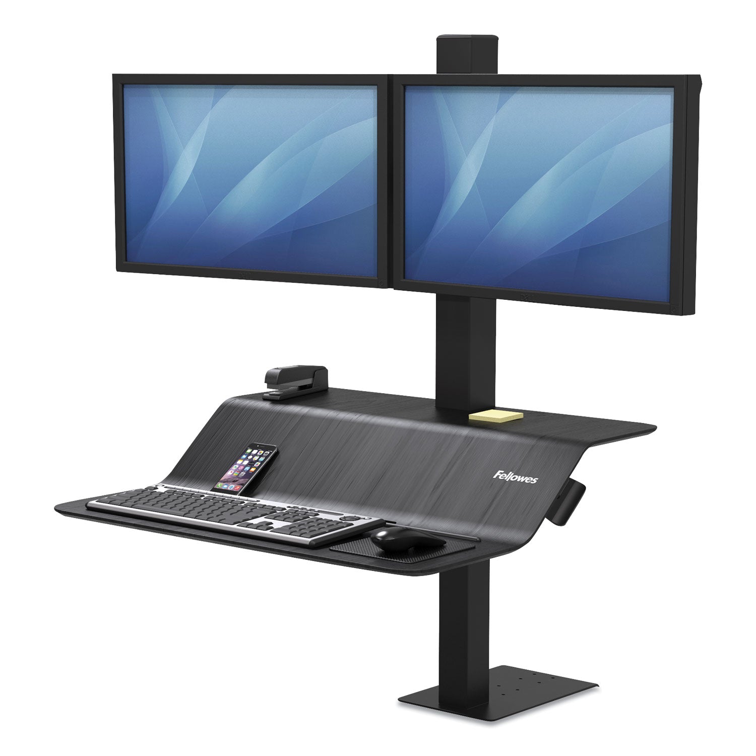 Fellowes® Lotus Ve Sit-Stand Workstation - Dual, 29" X 28.5" X 42.5", Black - Bloom Skins