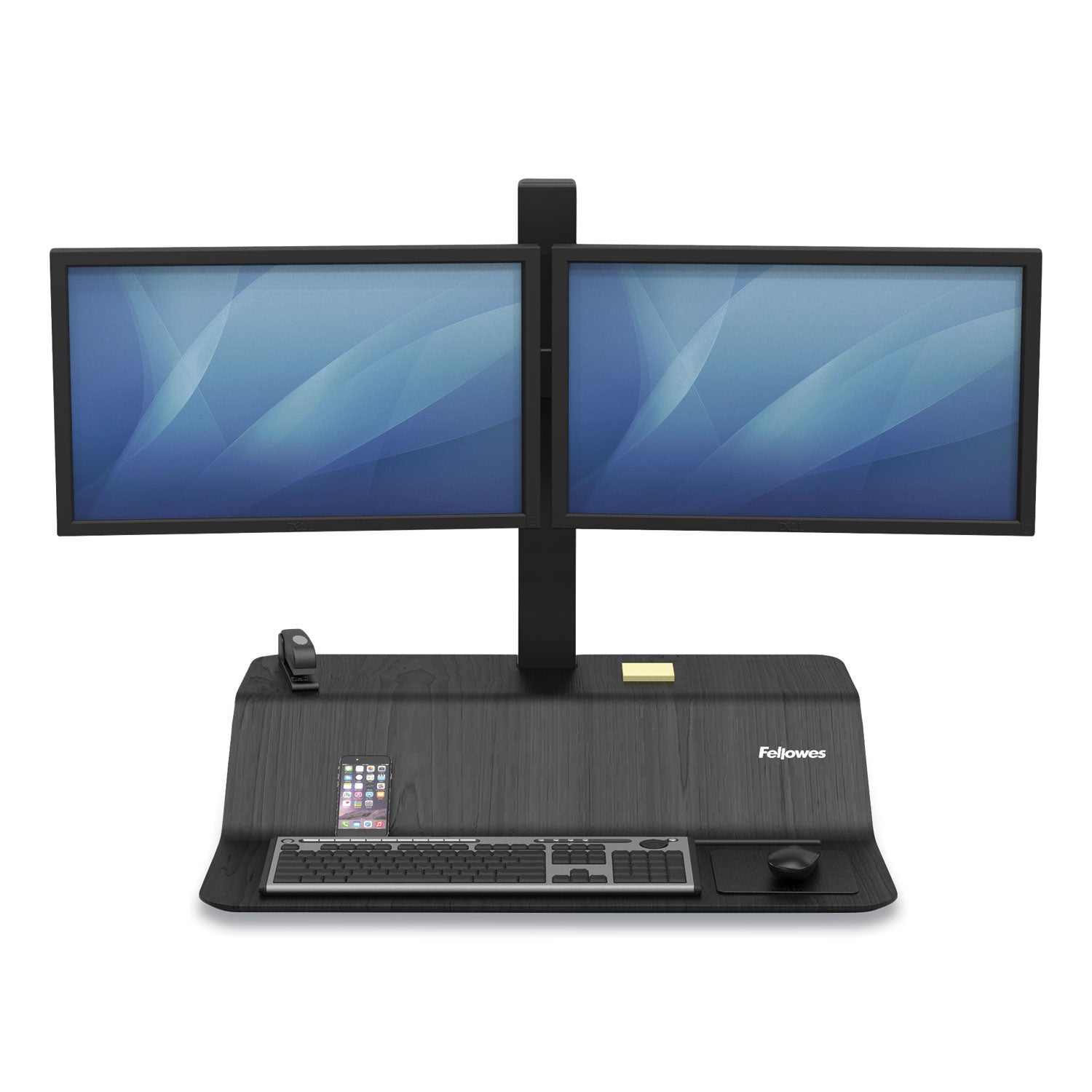 Fellowes® Lotus Ve Sit-Stand Workstation - Dual, 29" X 28.5" X 42.5", Black - Bloom Skins