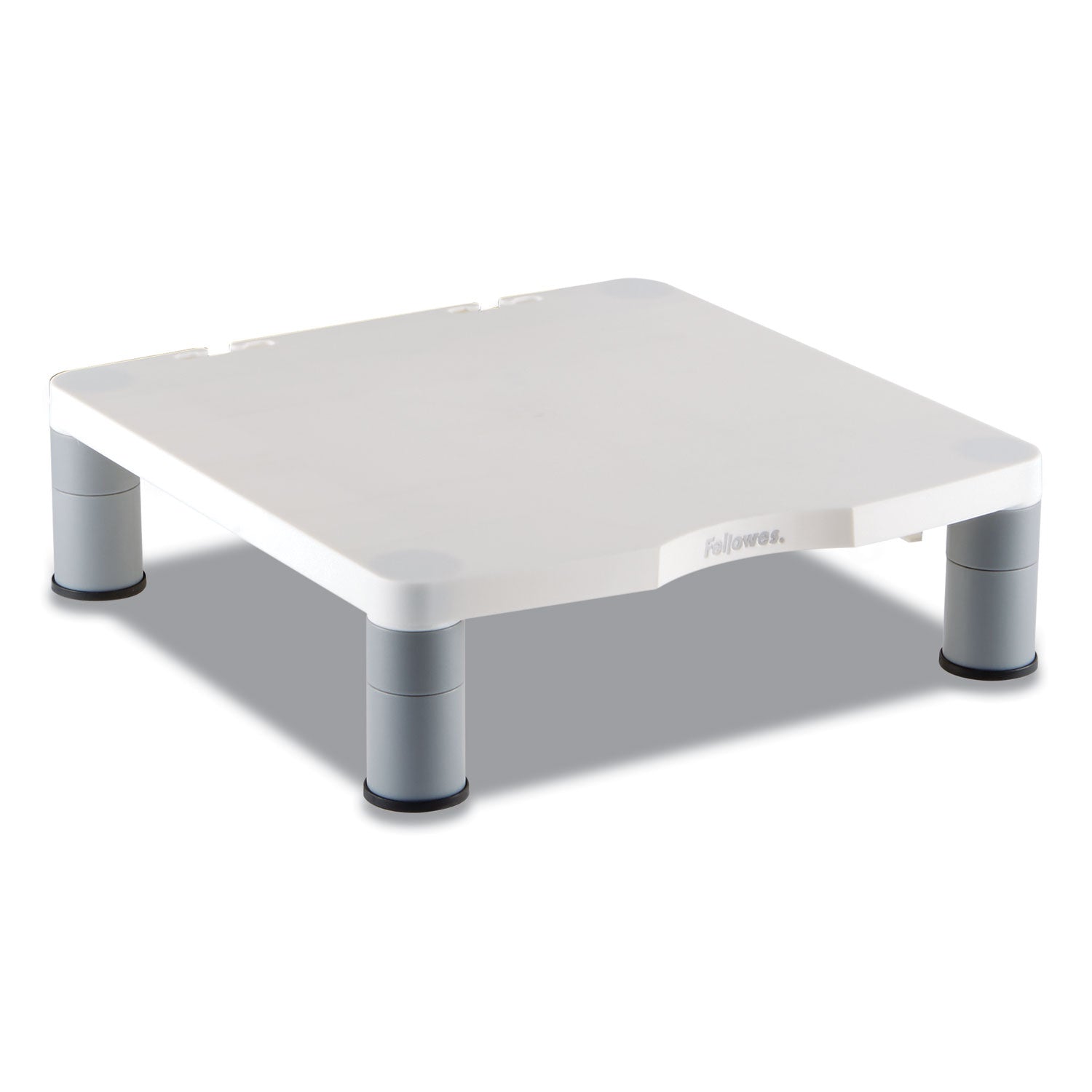 Fellowes® Standard Monitor Riser, For 21" Monitors, 13.38" X 13.63" X 2" To 4", Platinum/graphite, Supports 60 Lbs