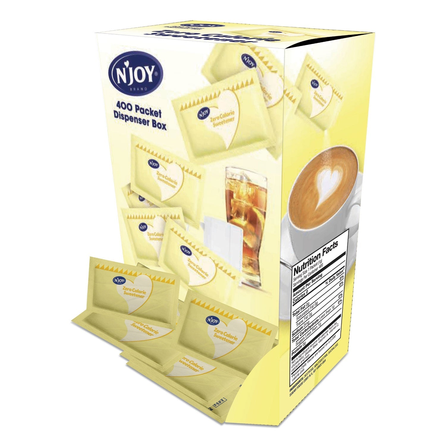 N'Joy Yellow Sucralose Zero Calorie Sweetener, 0.04 oz Packet, 400/Box