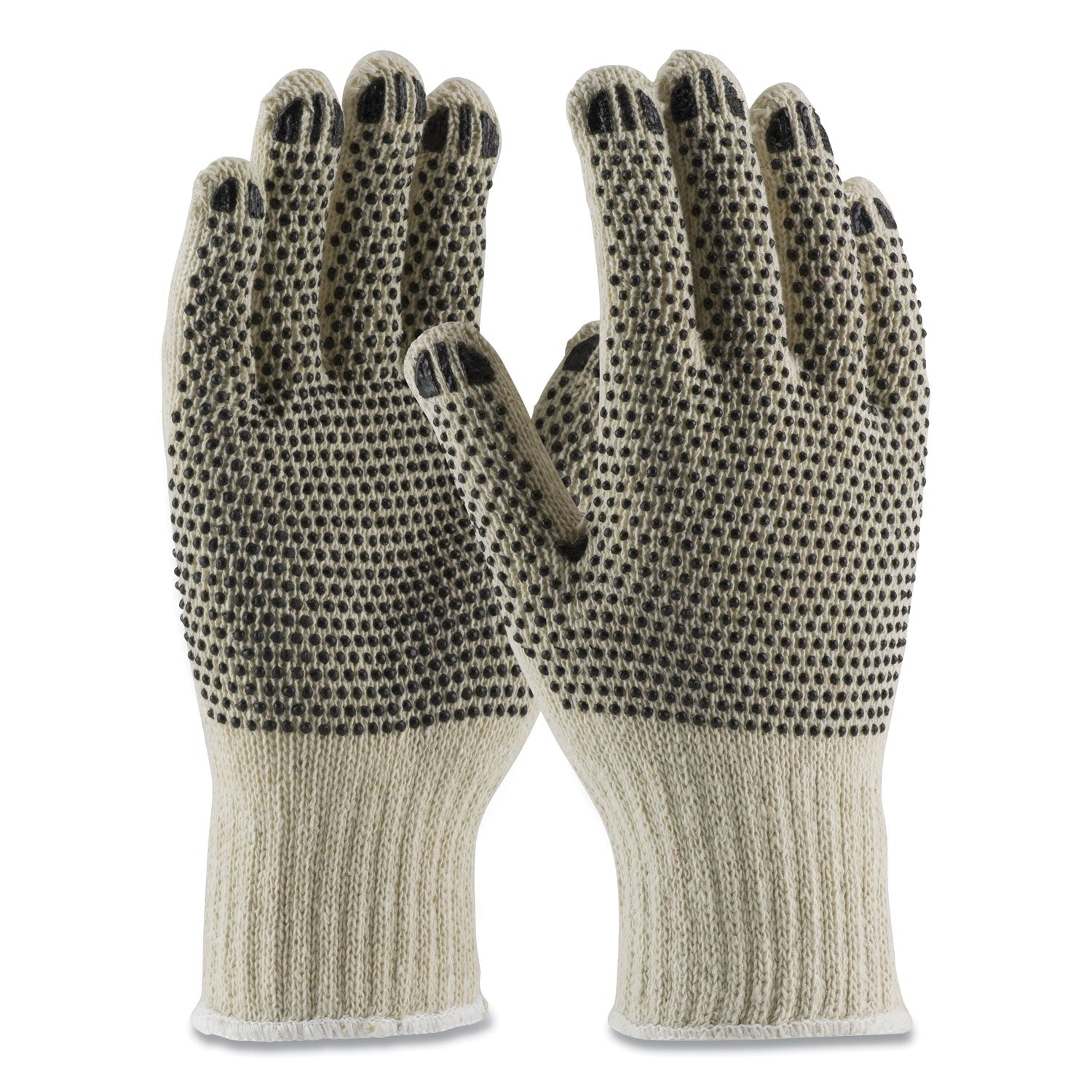 PIP Pvc-Dotted Cotton/polyester Work Gloves, Large, Gray/black, 12 Pairs