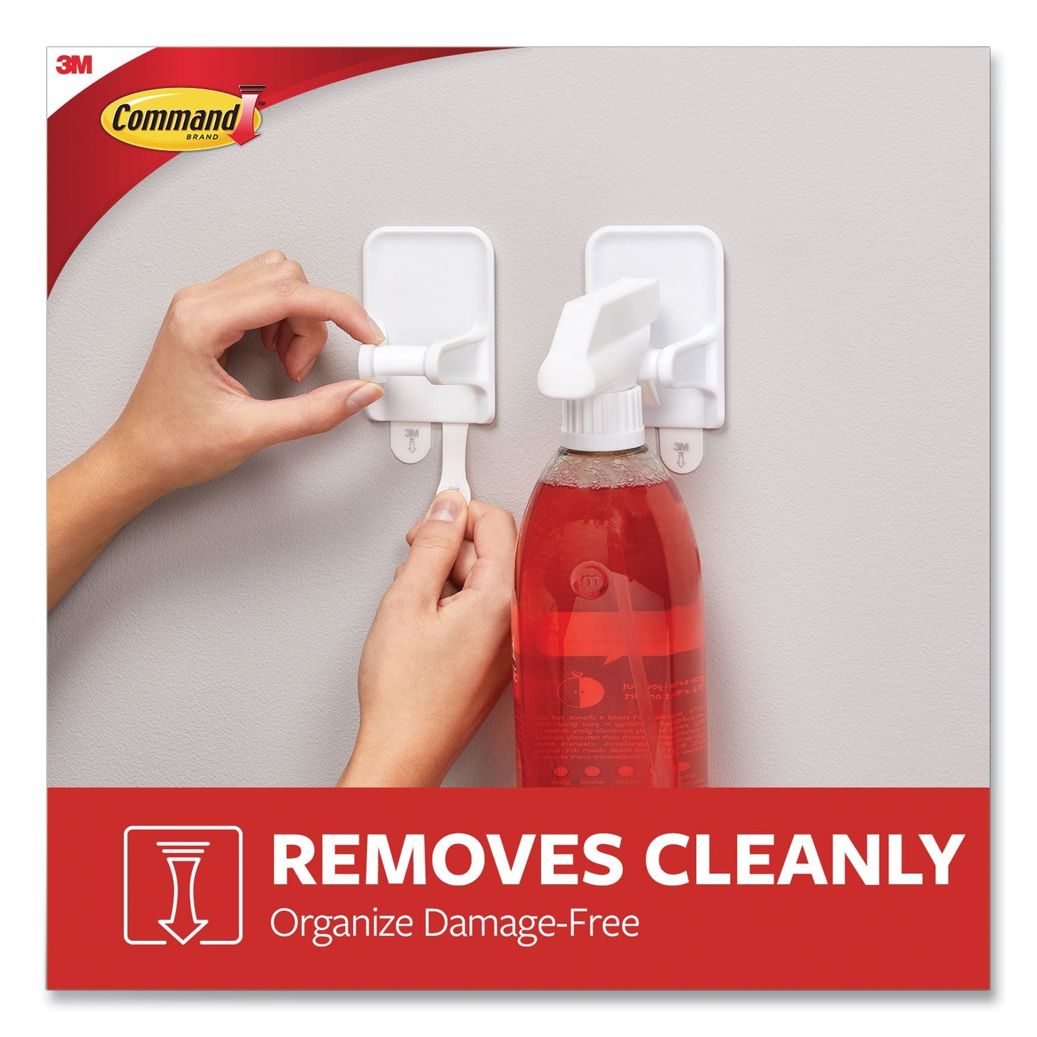 Command™ Spray Bottle Holder, 2.34w x 1.69d x 3.34h, White, 2 Hangers/4 Strips/Pack