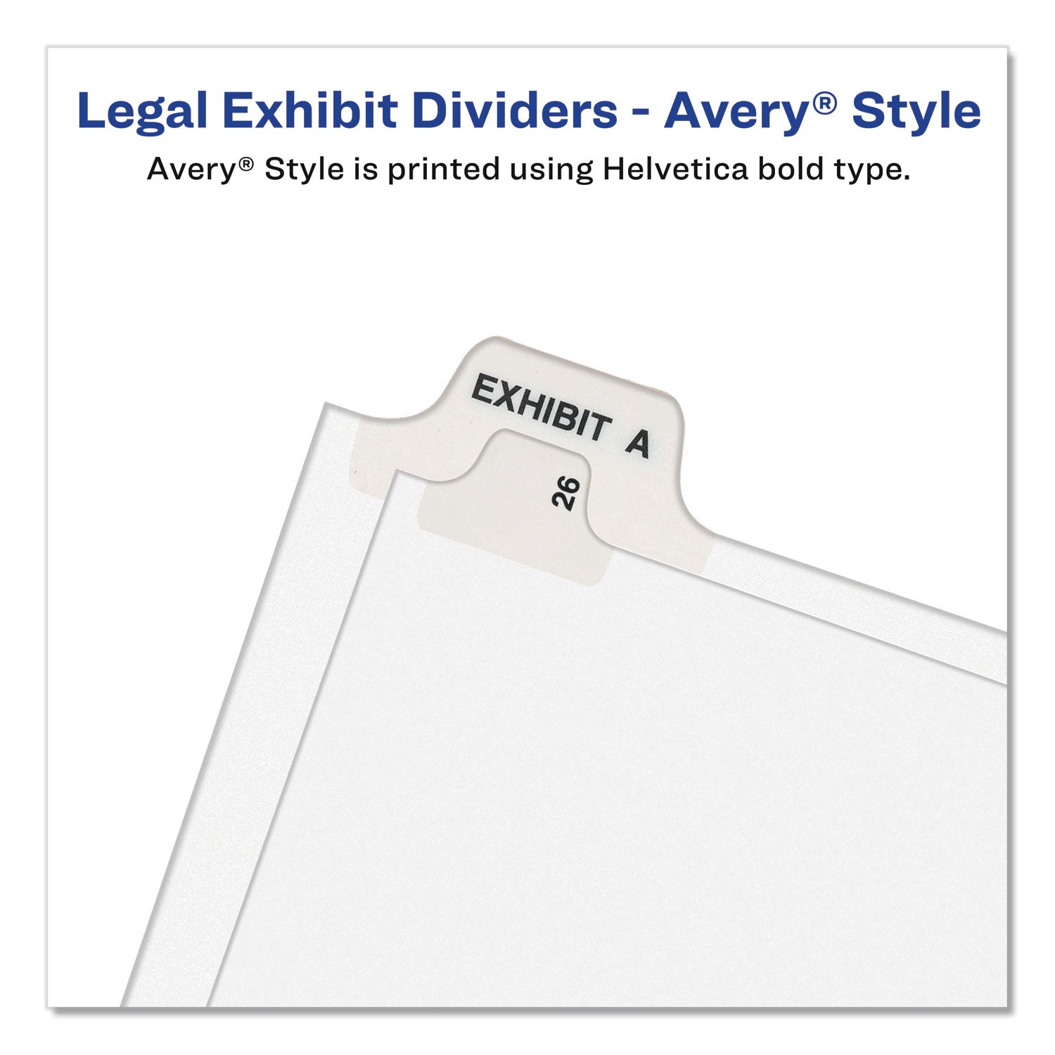 Avery® Preprinted Legal Exhibit Bottom Tab Index Dividers, Avery Style, 27-Tab, Exhibit A To Exhibit Z, 11 X 8.5, White, 1 Set