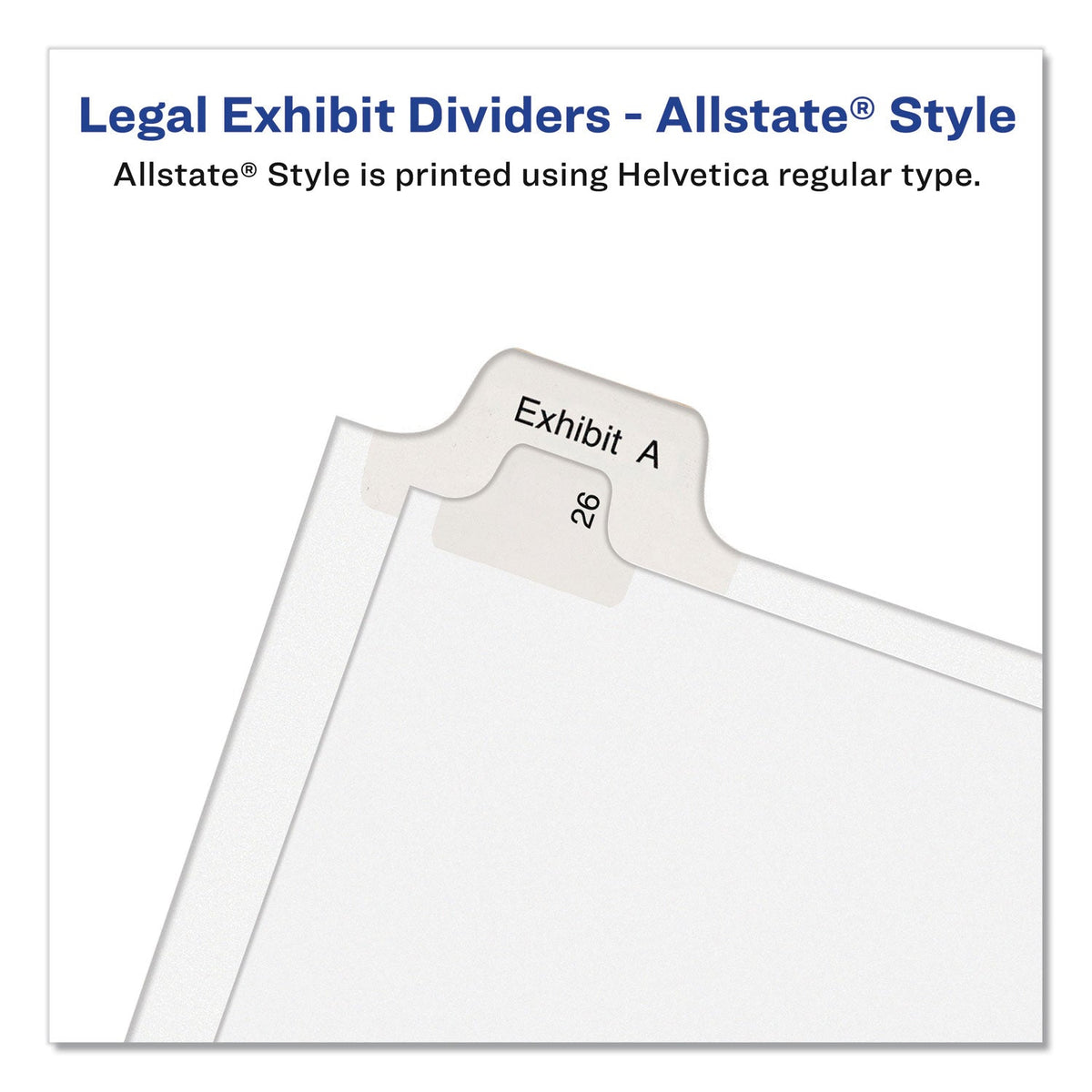 Avery® Preprinted Legal Exhibit Side Tab Index Dividers, Allstate Style, 26-Tab, Exhibit A To Exhibit Z, 11 X 8.5, White, 1 Set