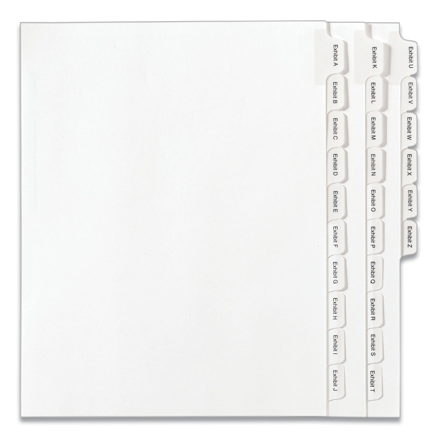 Avery® Preprinted Legal Exhibit Side Tab Index Dividers, Allstate Style, 26-Tab, Exhibit A To Exhibit Z, 11 X 8.5, White, 1 Set