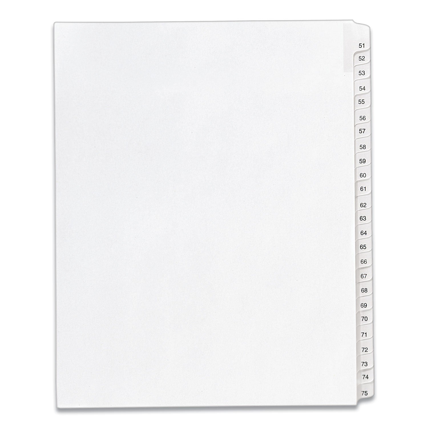 Avery® Preprinted Legal Exhibit Side Tab Index Dividers, Allstate Style, 25-Tab, 51 To 75, 11 X 8.5, White, 1 Set, (1703)