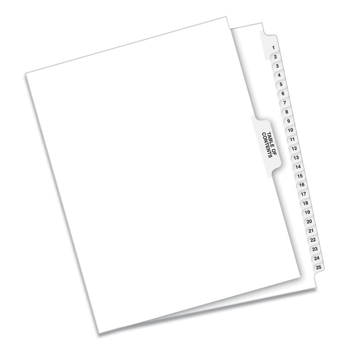 Avery® Preprinted Legal Exhibit Side Tab Index Dividers, Avery Style, 25-Tab, 1 To 25, 11 X 8.5, White, 1 Set