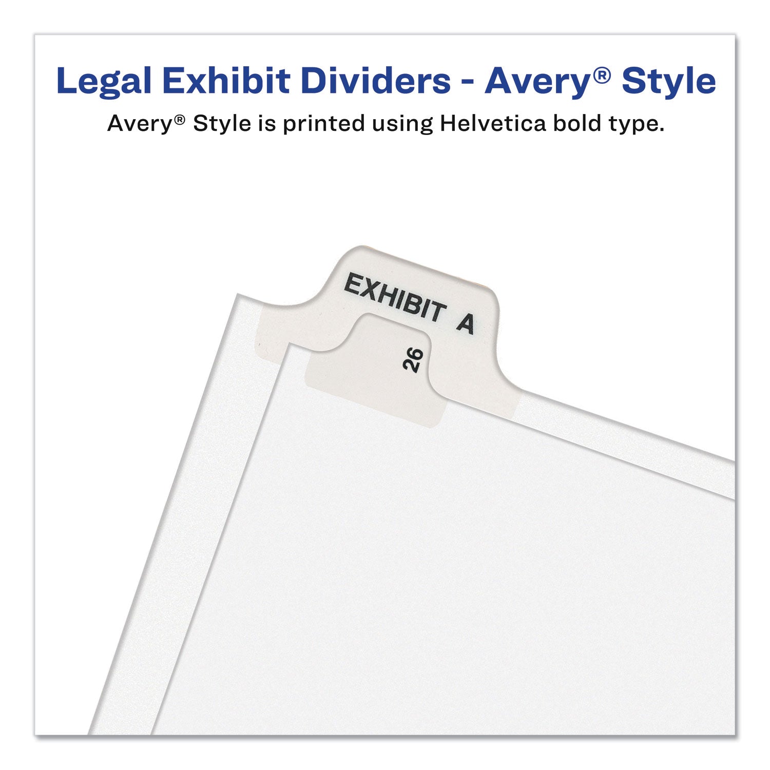 Avery® Preprinted Legal Exhibit Side Tab Index Dividers, Avery Style, 27-Tab, A To Z, 11 X 8.5, White, 1 Set
