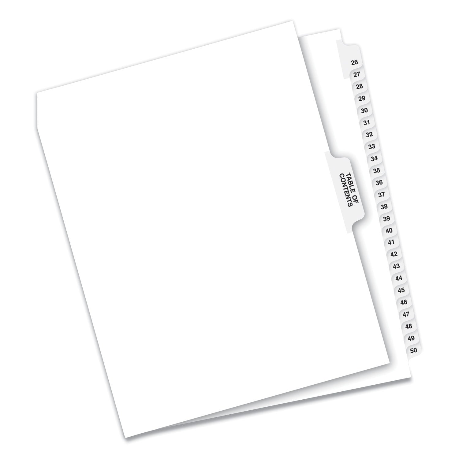 Avery® Preprinted Legal Exhibit Side Tab Index Dividers, Avery Style, 26-Tab, 26 To 50, 11 X 8.5, White, 1 Set