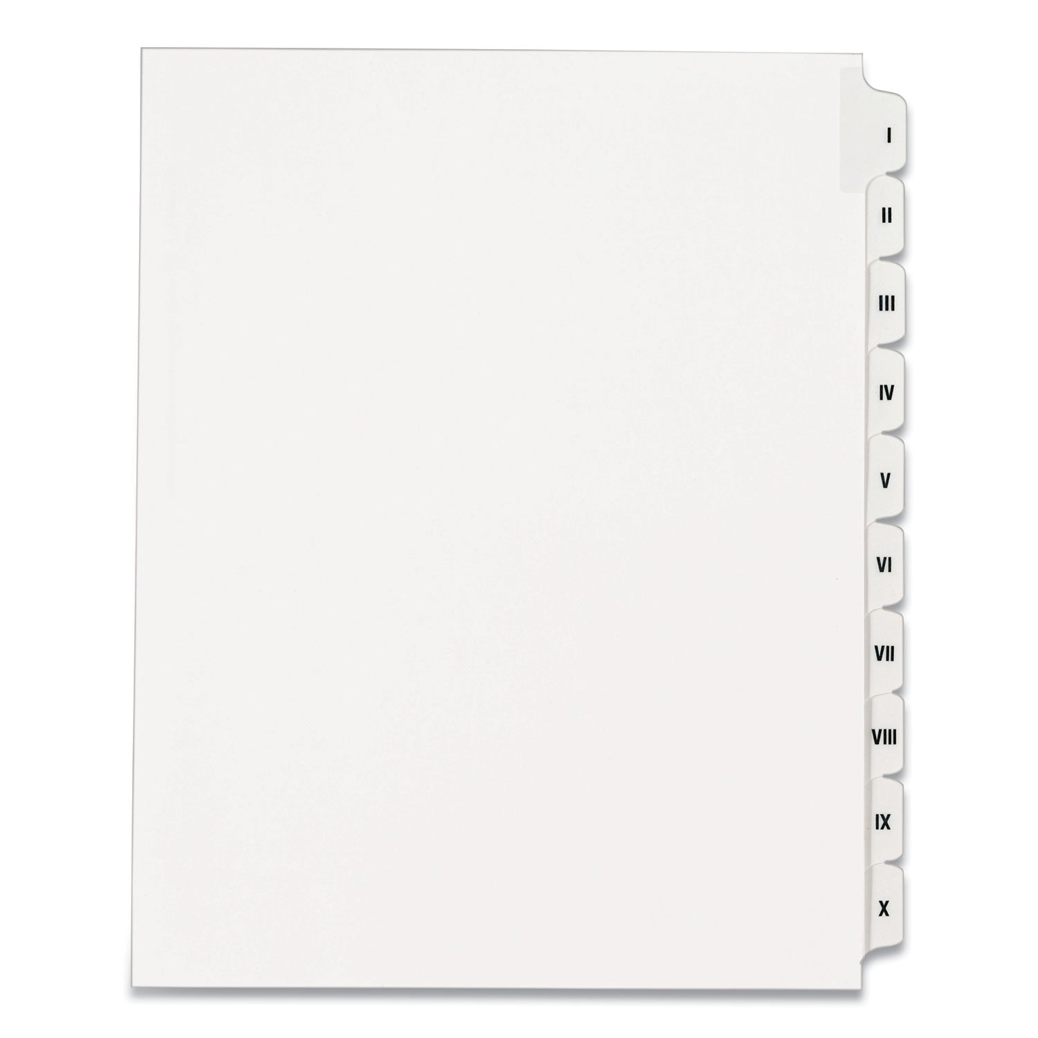 Avery® Preprinted Legal Exhibit Side Tab Index Dividers, Allstate Style, 10-Tab, I To X, 11 X 8.5, White, 1 Set
