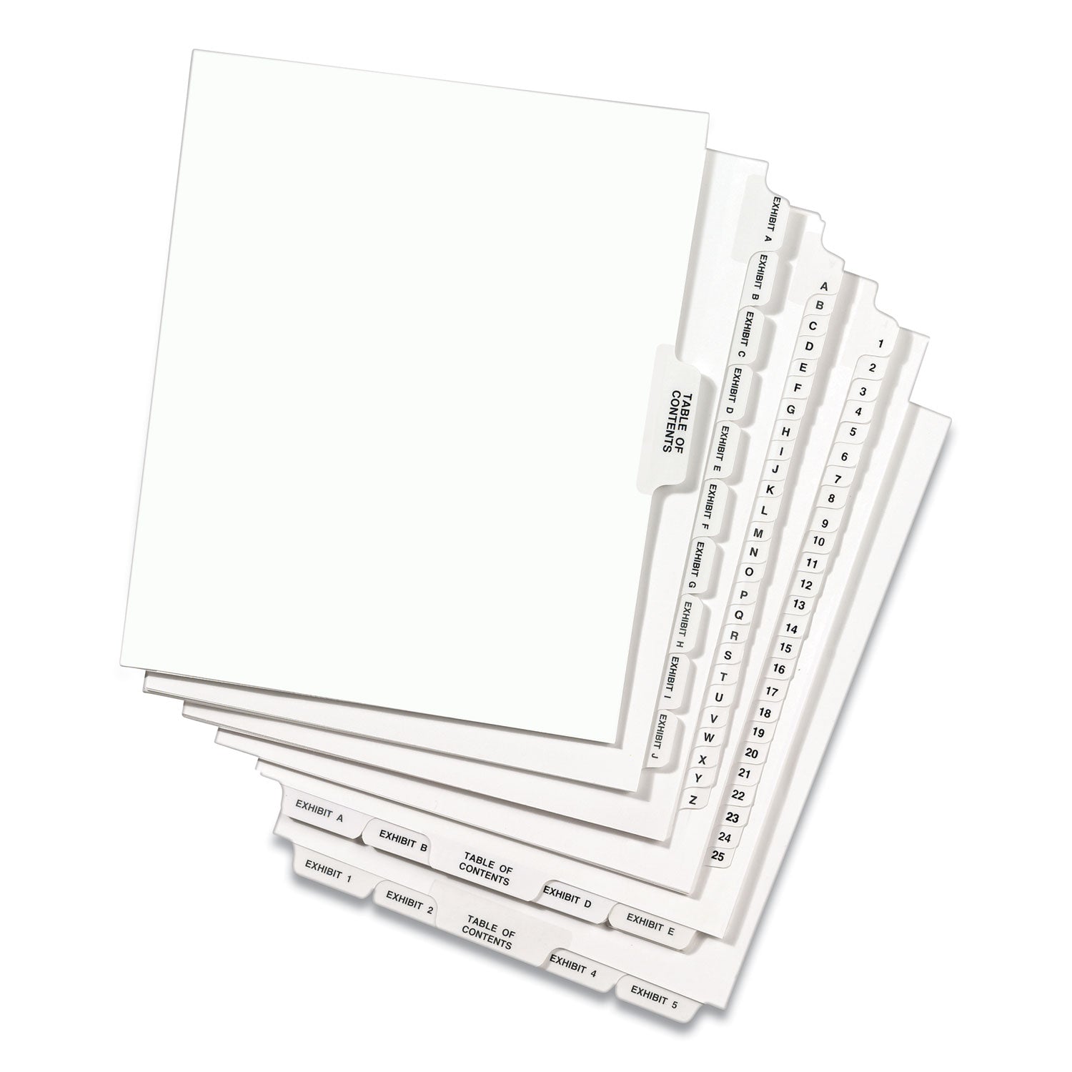 Avery® Preprinted Legal Exhibit Side Tab Index Dividers, Avery Style, 27-Tab, A To Z, 11 X 8.5, White, 1 Set