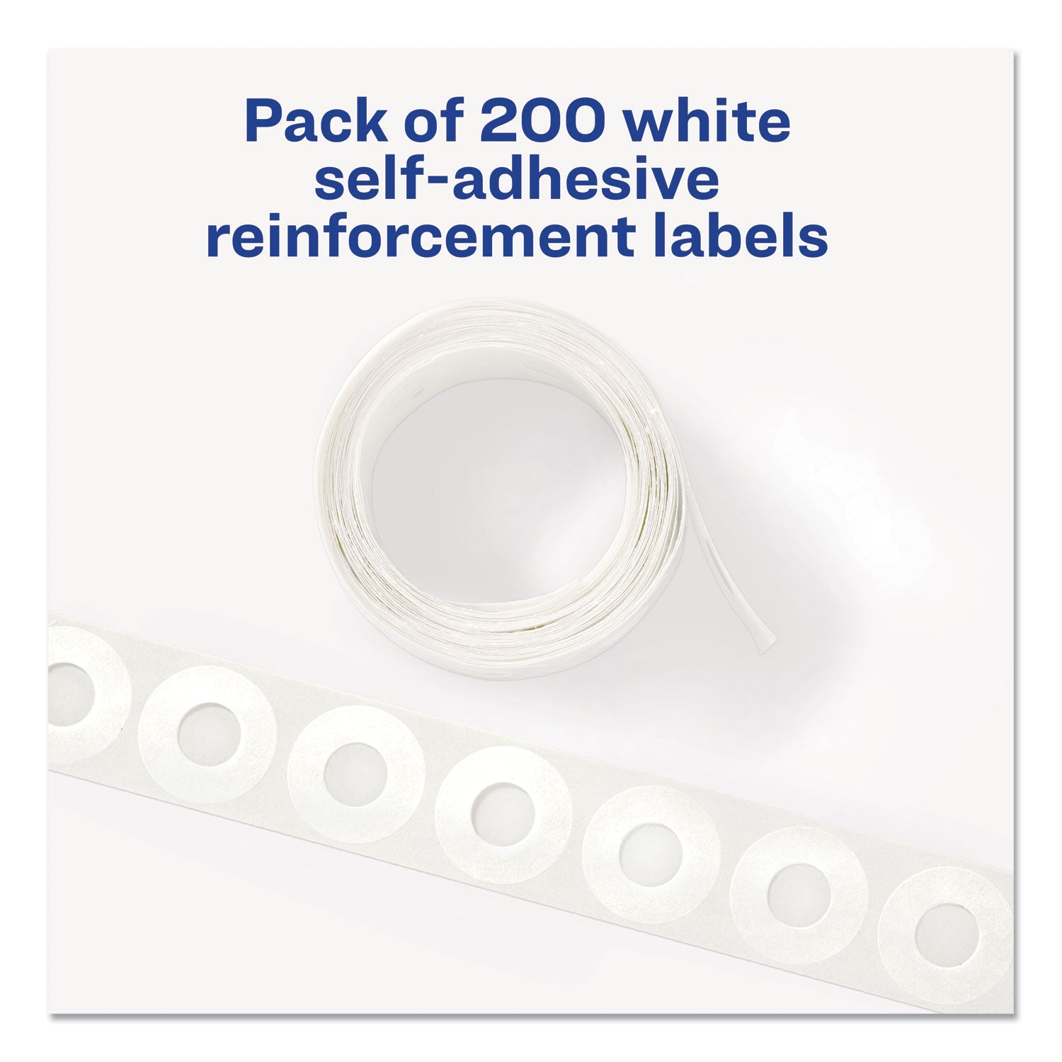 Avery® Dispenser Pack Hole Reinforcements, 0.25" Dia, White, 200/Pack, (5729)