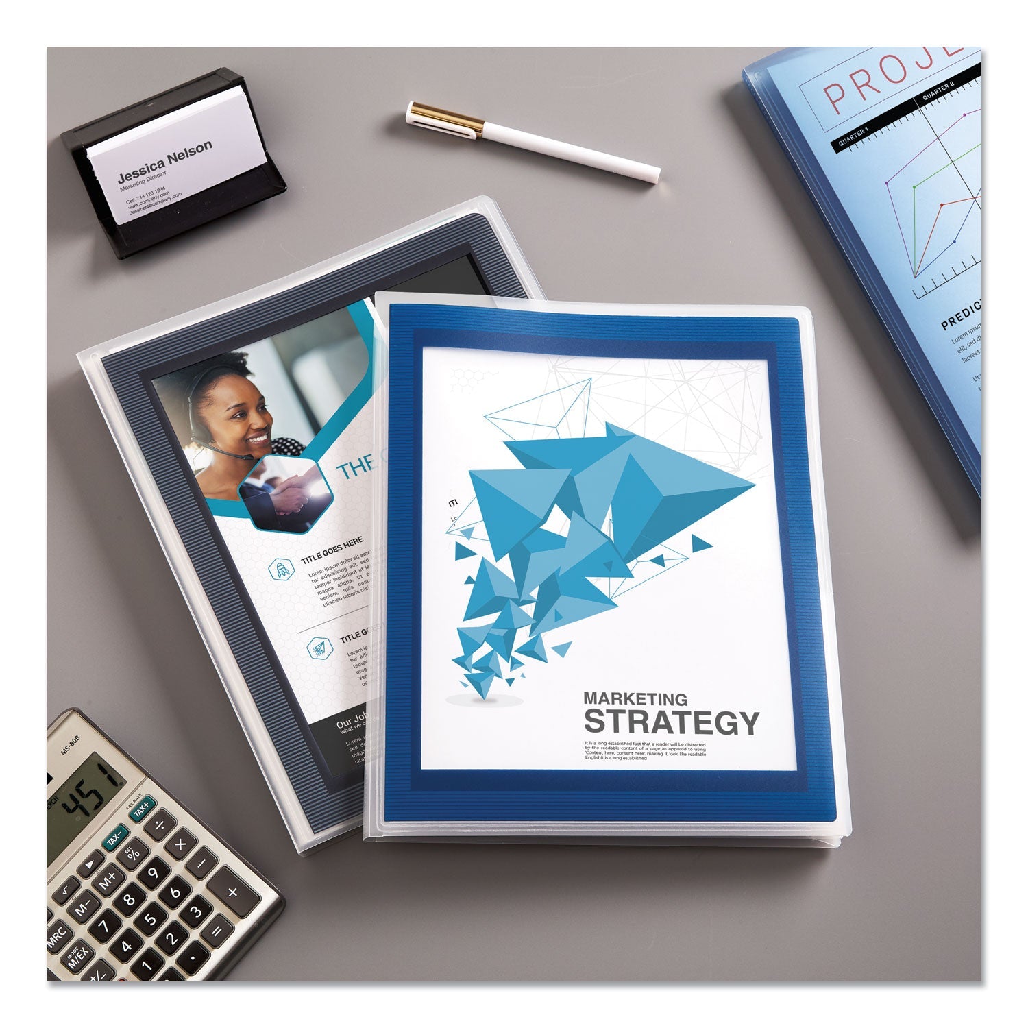 Avery® Flexi-View Six-Pocket Polypropylene Organizer, 150-Sheet Capacity, 11 X 8.5, Translucent/navy