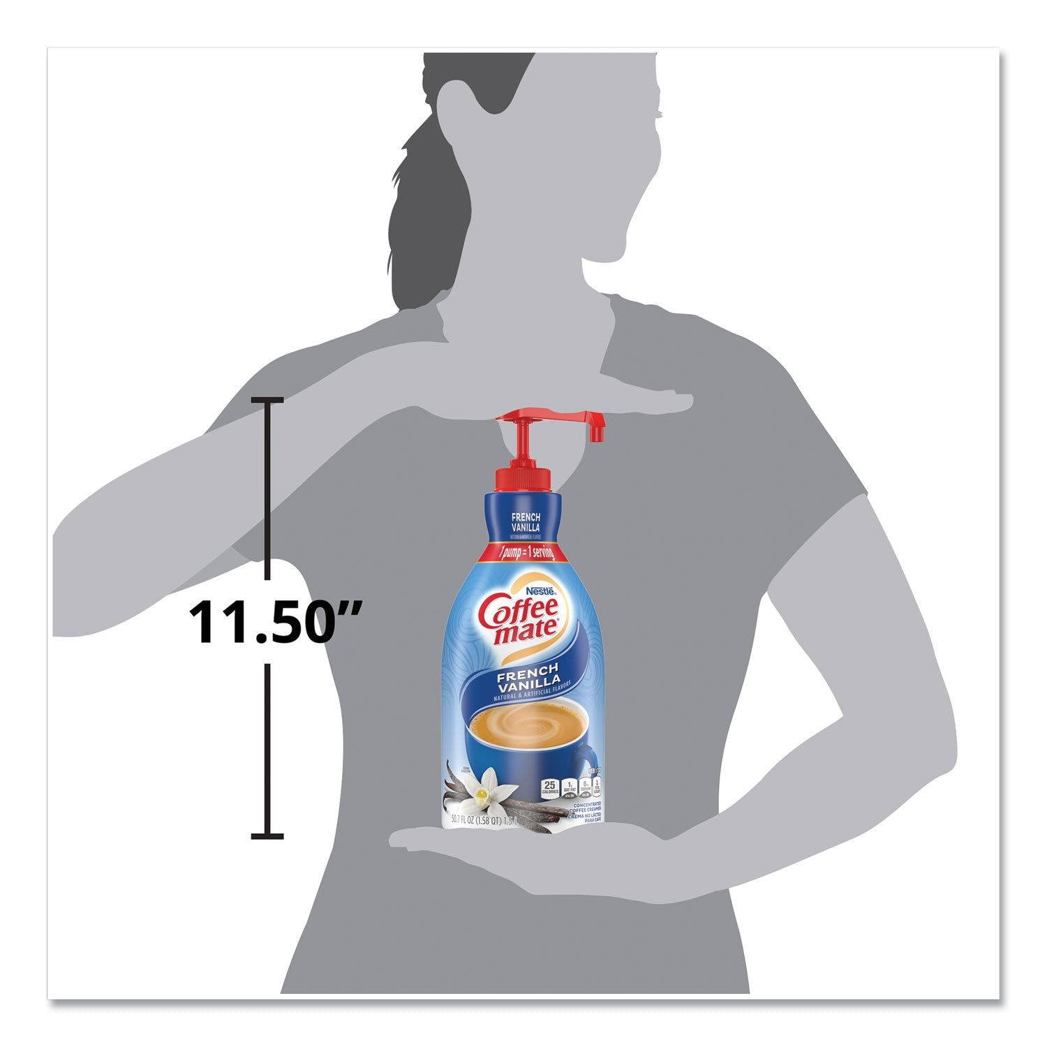 Coffee mate® Liquid Coffee Creamer, French Vanilla, 1.5 L Pump Bottle, 2/Carton