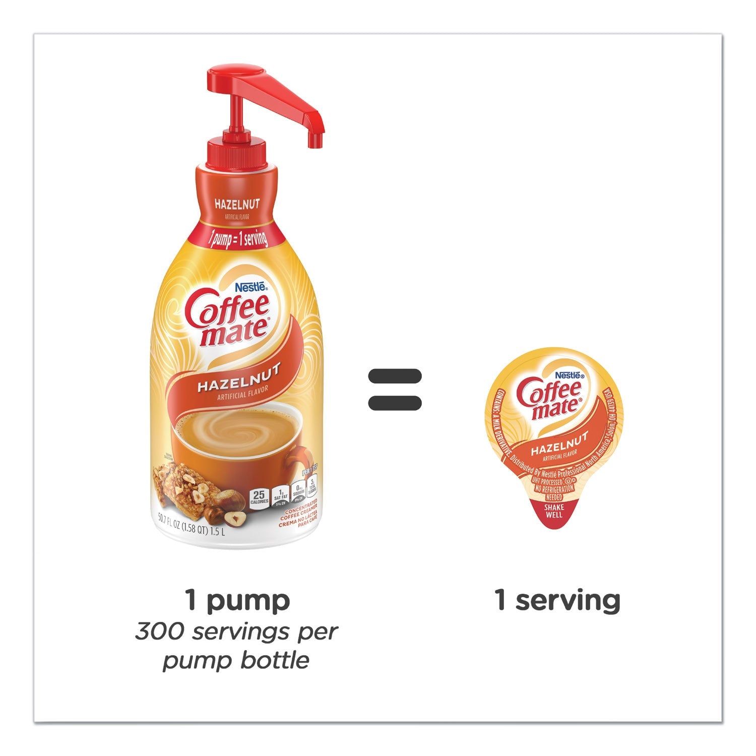Coffee mate® Liquid Coffee Creamer, Hazelnut, 1.5 L Pump Bottle