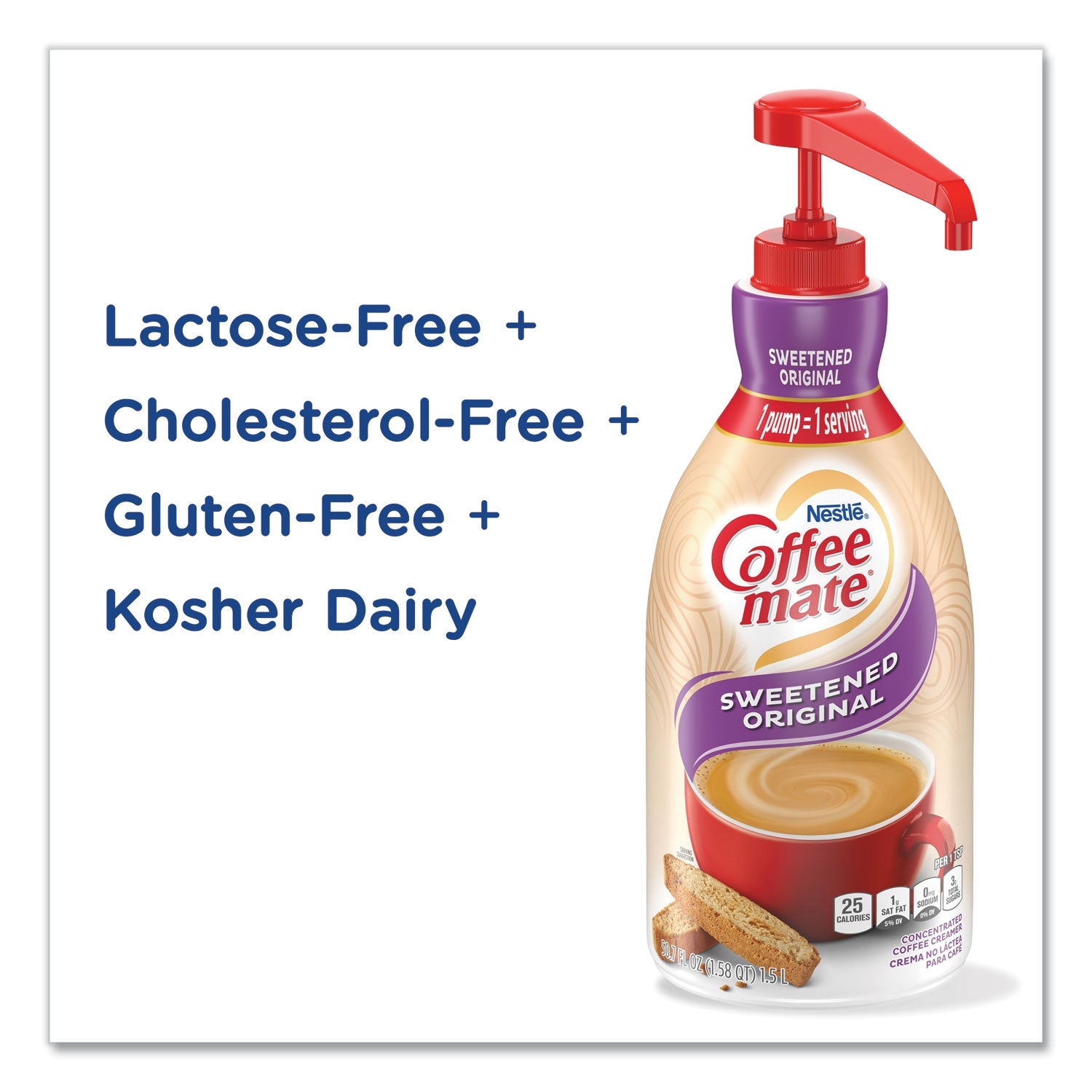 Coffee mate® Liquid Coffee Creamer, Sweetened Original, 1.5 L Pump Bottle