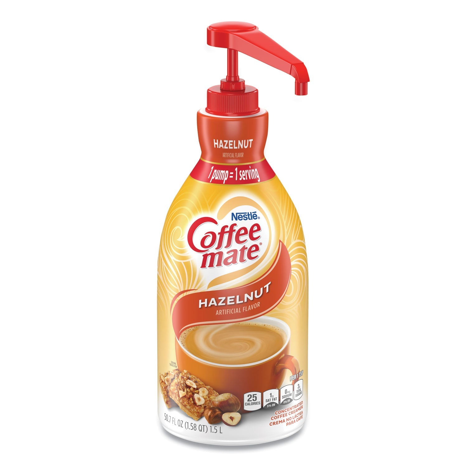 Coffee mate® Liquid Coffee Creamer, Hazelnut, 1.5 L Pump Bottle