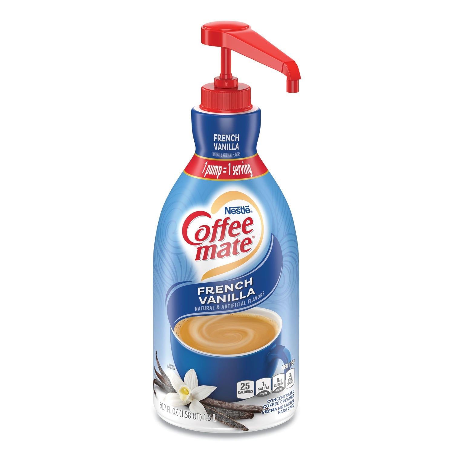 Coffee mate® Liquid Coffee Creamer, French Vanilla, 1.5 L Pump Bottle