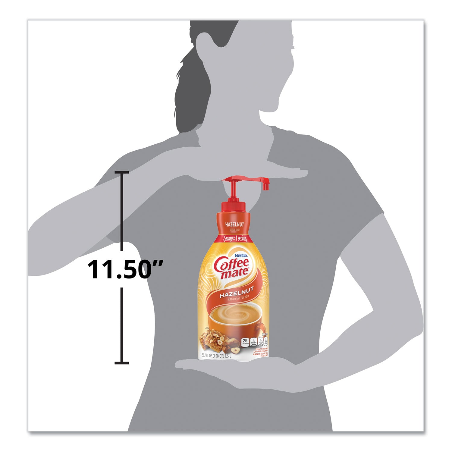 Coffee mate® Liquid Coffee Creamer, Hazelnut, 1.5 L Pump Bottle