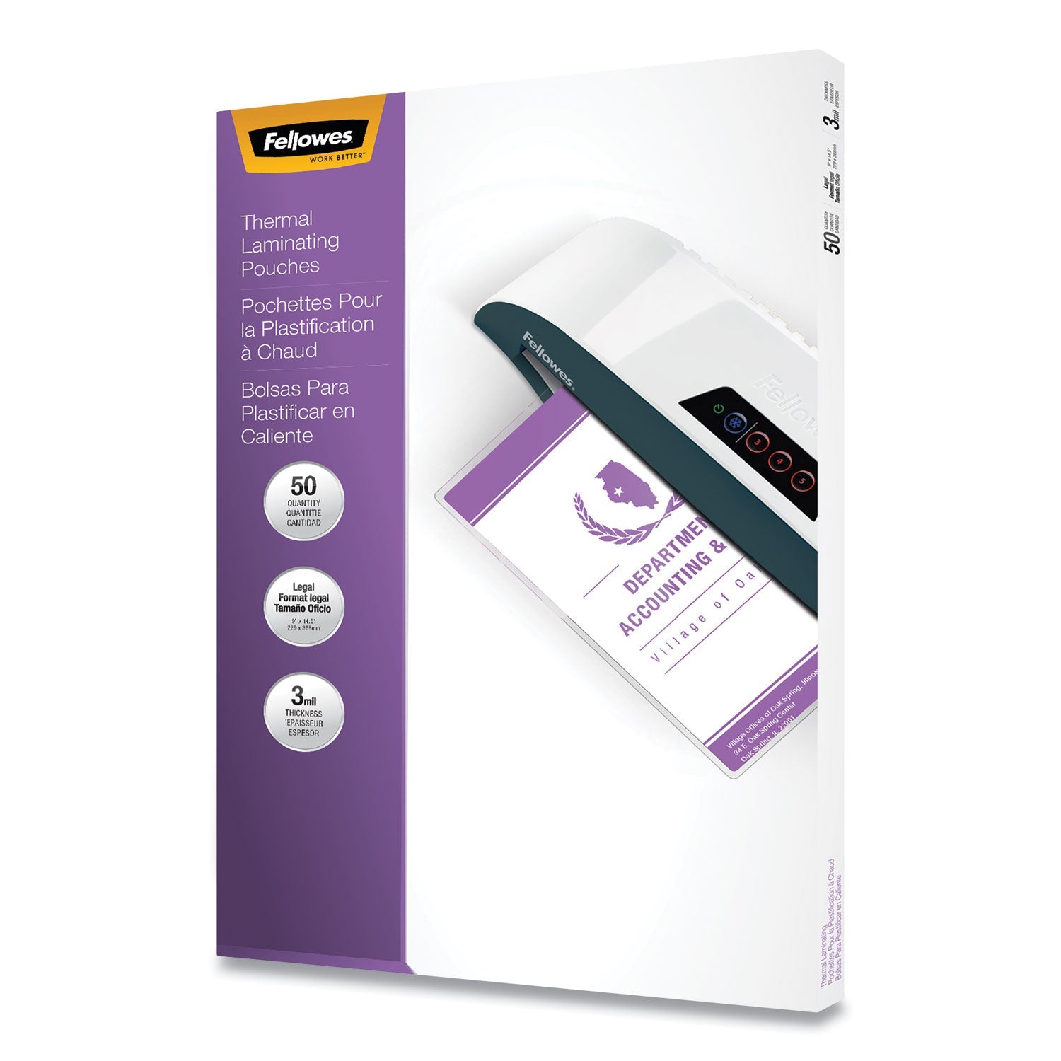 Fellowes Laminating Pouches | 3 Mil, Legal, 50